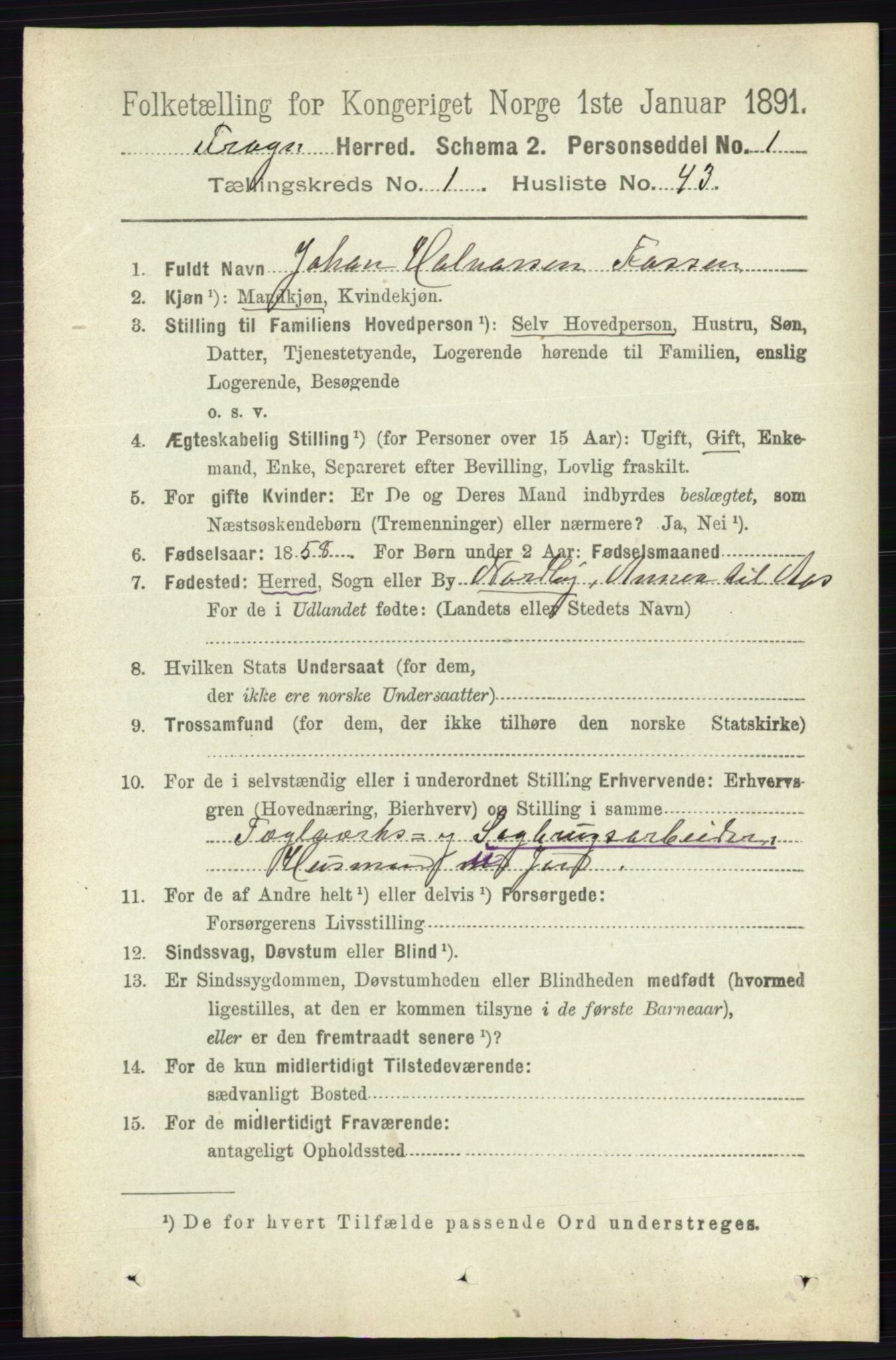 RA, 1891 census for 0215 Frogn, 1891, p. 659