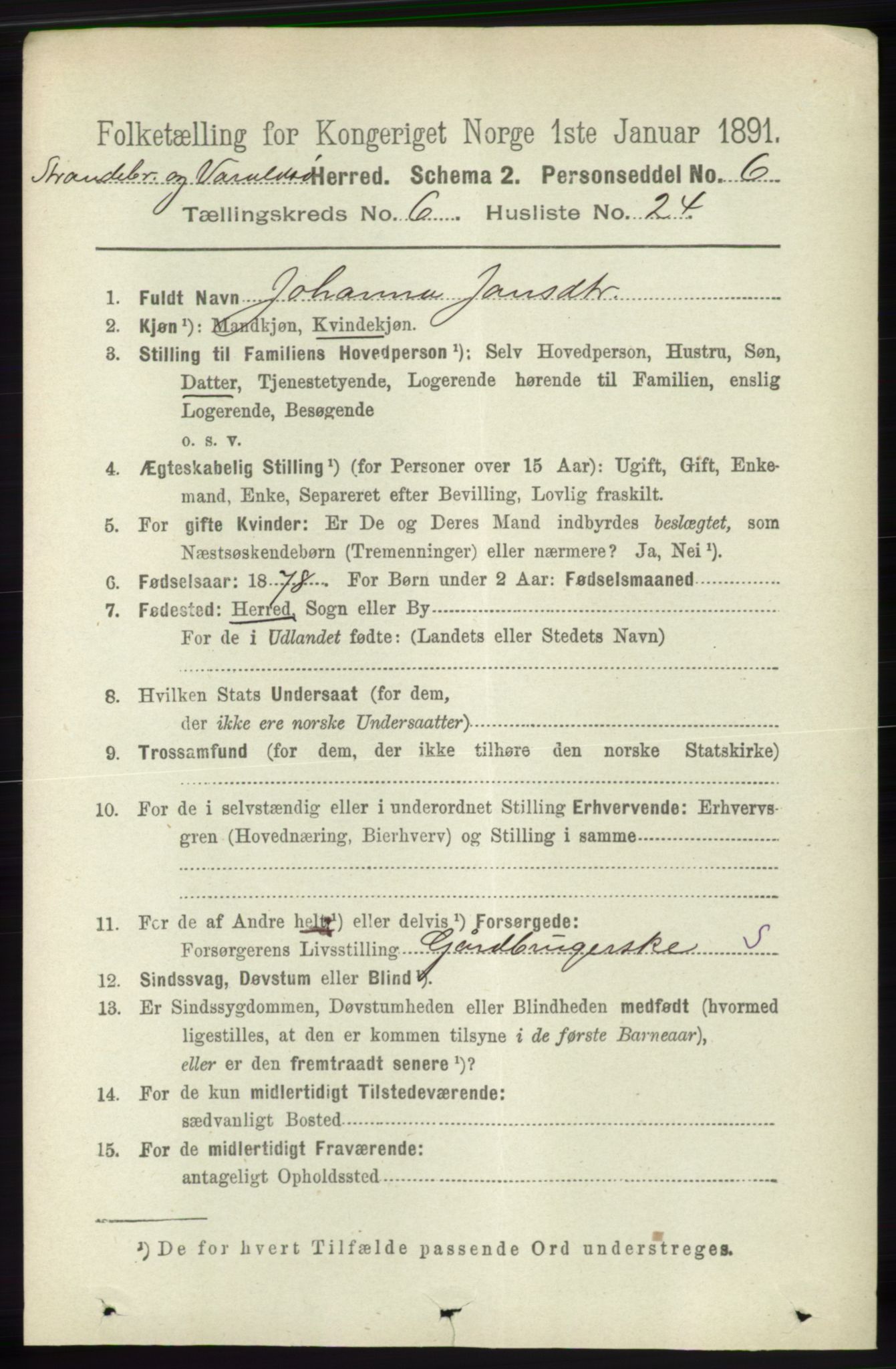 RA, 1891 census for 1226 Strandebarm og Varaldsøy, 1891, p. 2582