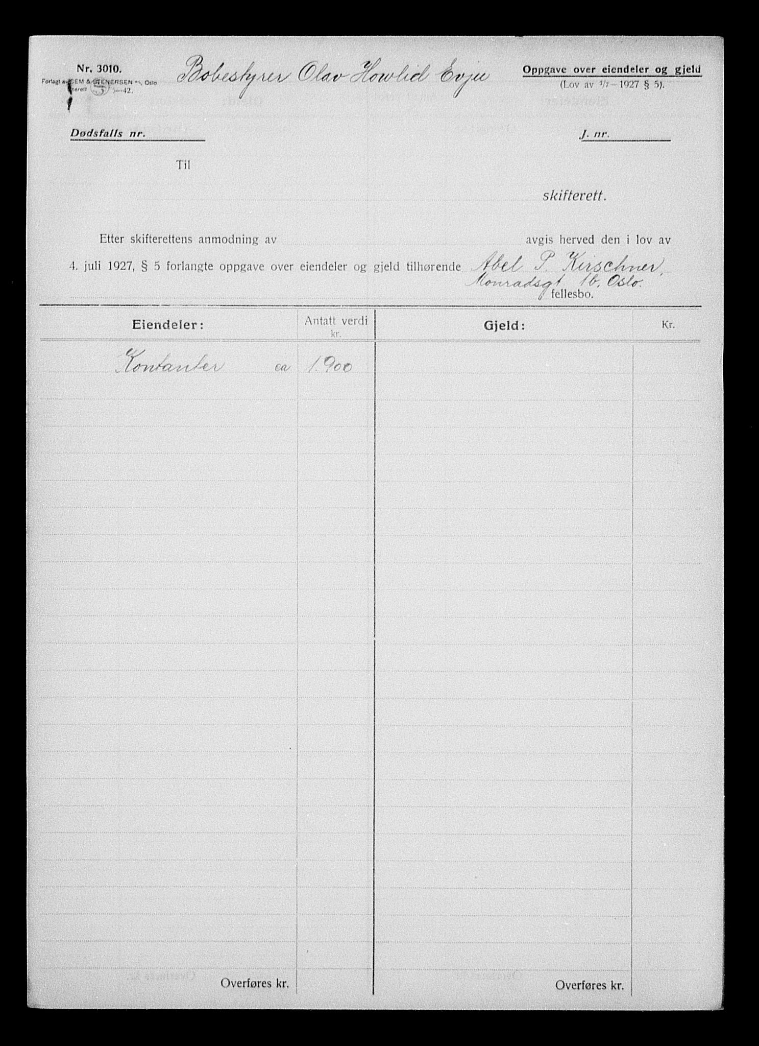 Justisdepartementet, Tilbakeføringskontoret for inndratte formuer, AV/RA-S-1564/H/Hc/Hcc/L0951: --, 1945-1947, p. 391