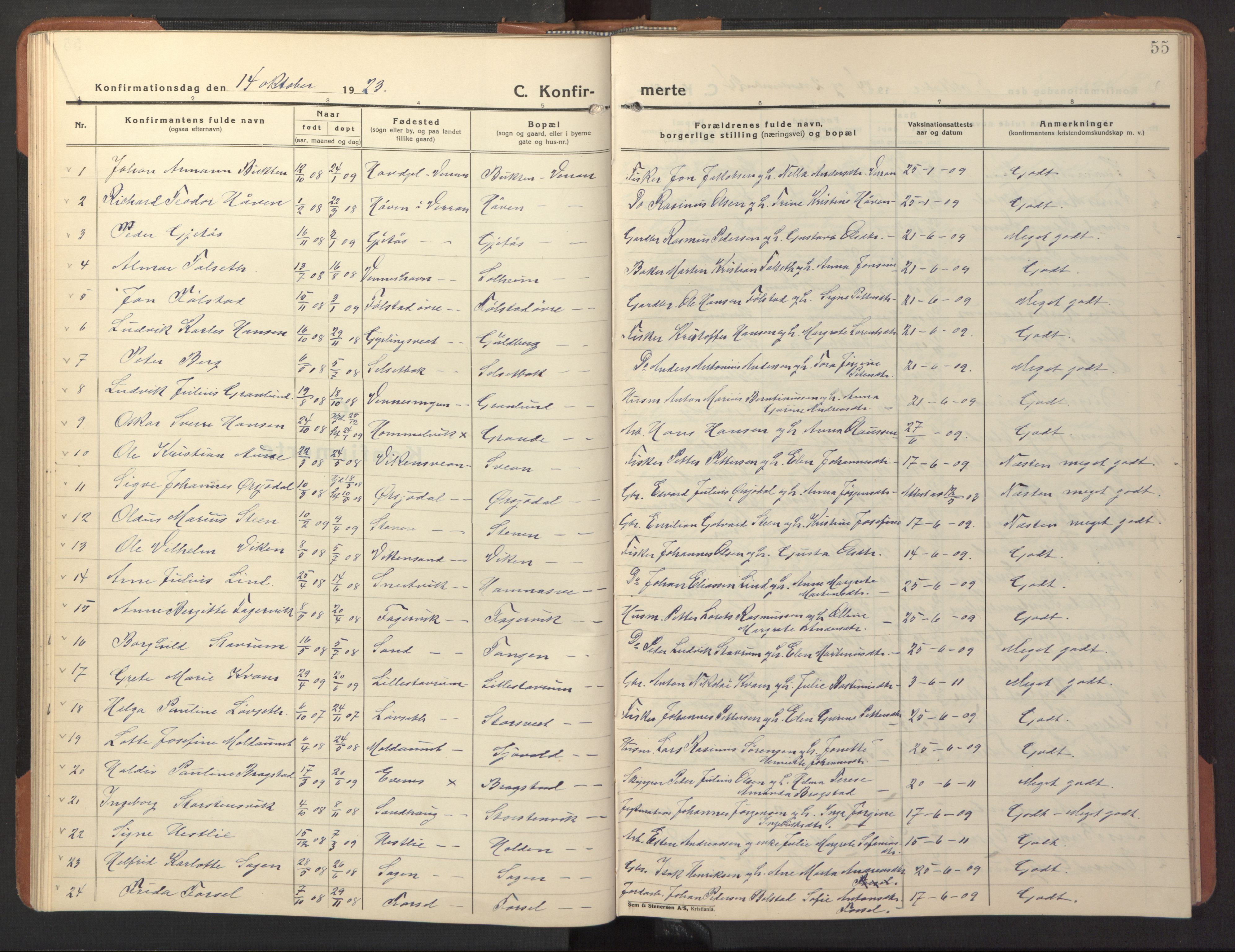Ministerialprotokoller, klokkerbøker og fødselsregistre - Nord-Trøndelag, SAT/A-1458/744/L0425: Parish register (copy) no. 744C04, 1924-1947, p. 55