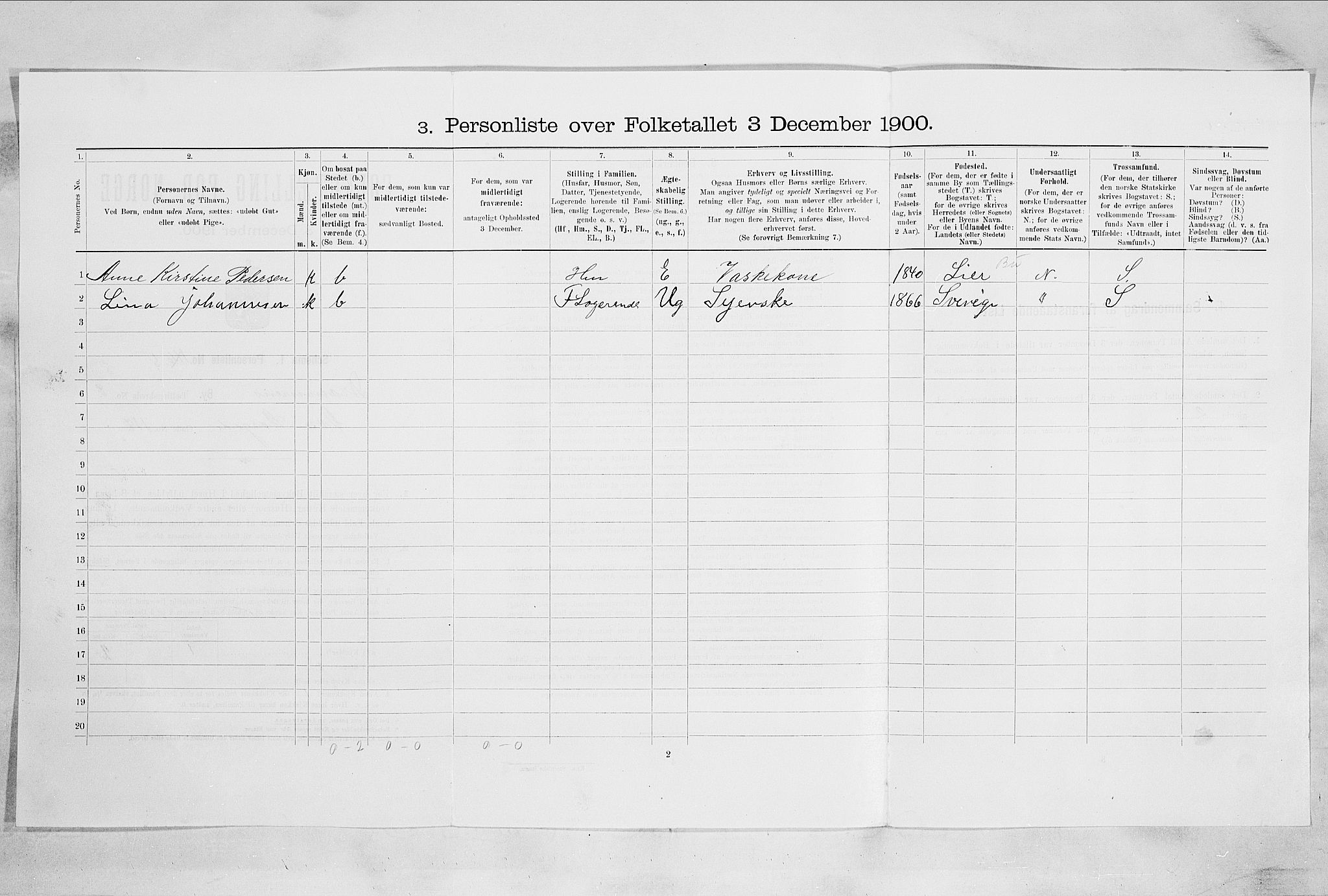 RA, 1900 census for Drammen, 1900, p. 1705