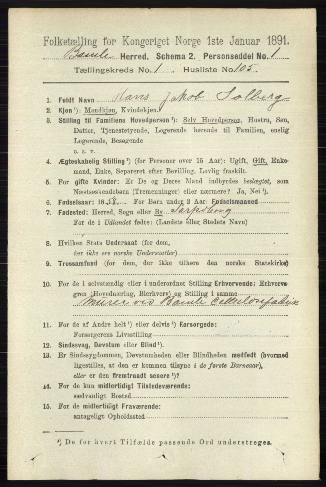 RA, 1891 census for 0814 Bamble, 1891, p. 932