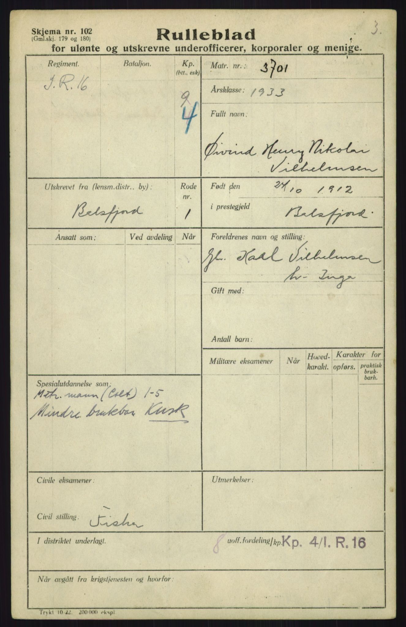 Forsvaret, Troms infanteriregiment nr. 16, AV/RA-RAFA-3146/P/Pa/L0017: Rulleblad for regimentets menige mannskaper, årsklasse 1933, 1933, p. 1337