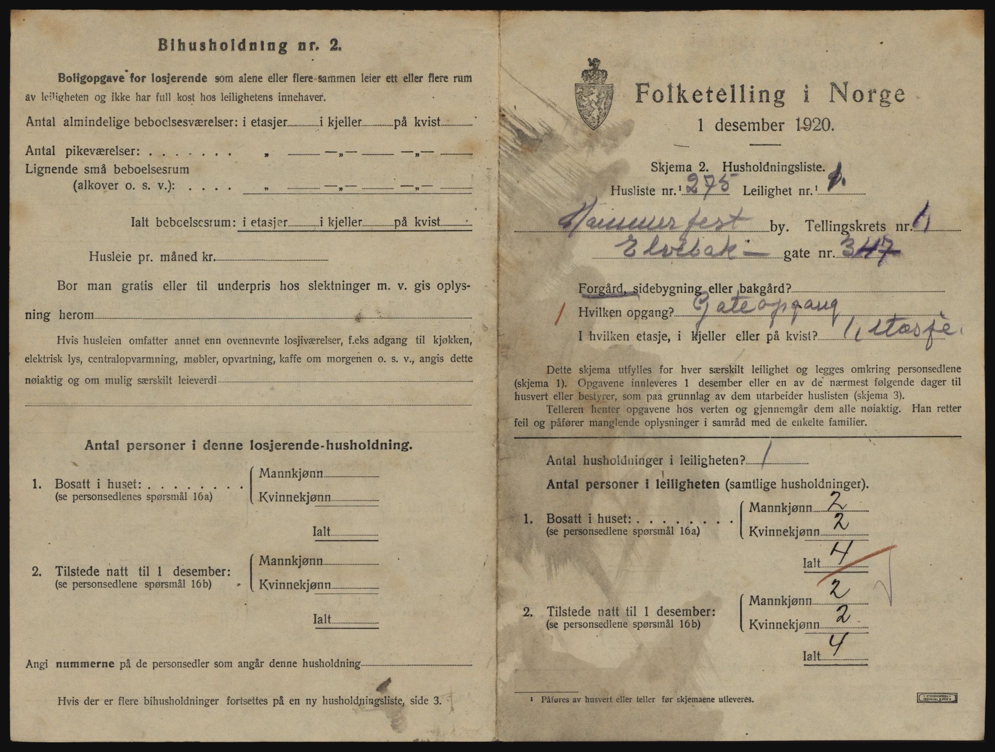SATØ, 1920 census for Hammerfest, 1920, p. 1850