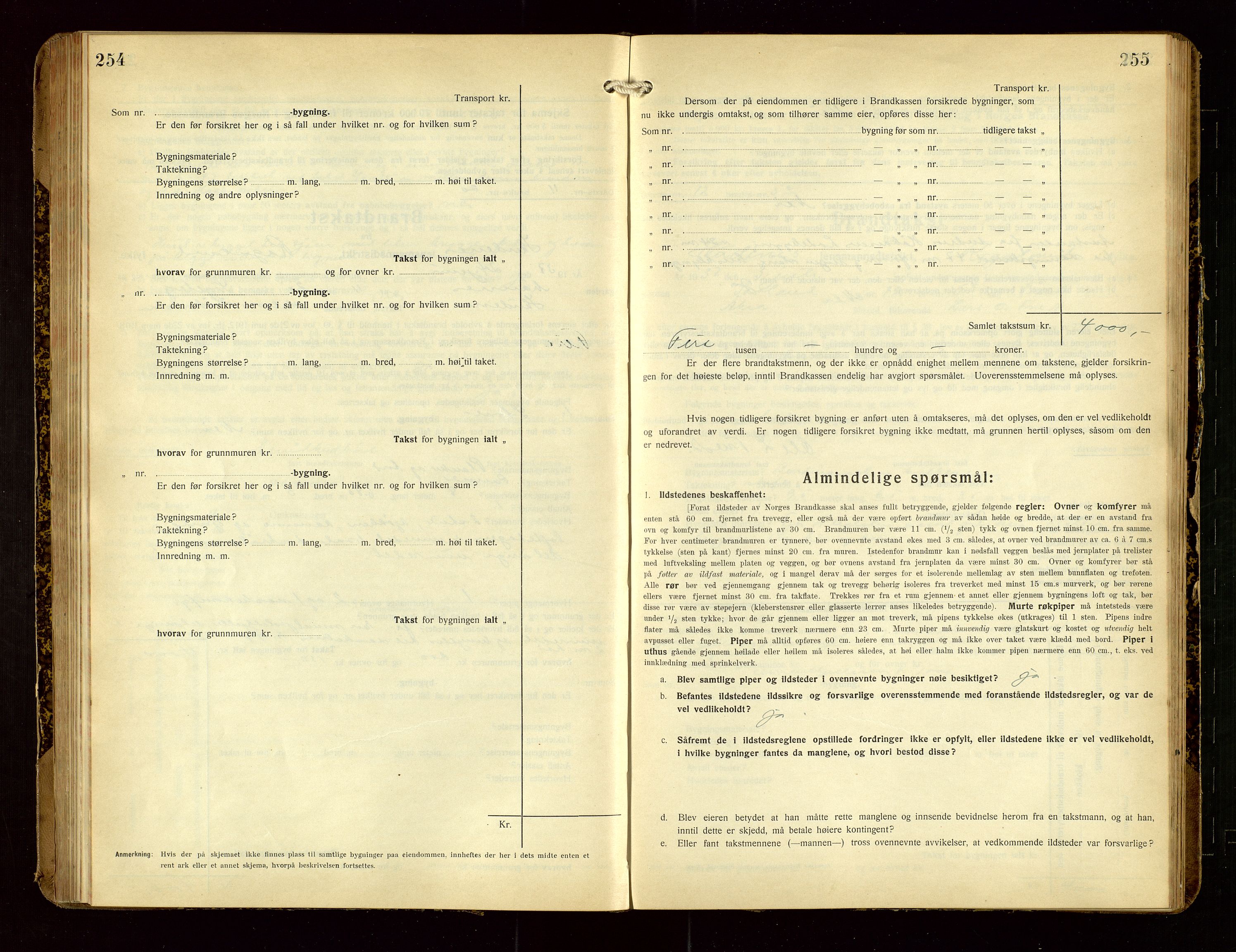 Skudenes lensmannskontor, AV/SAST-A-100444/Gob/L0002: "Brandtakstprotokoll", 1925-1952, p. 254-255