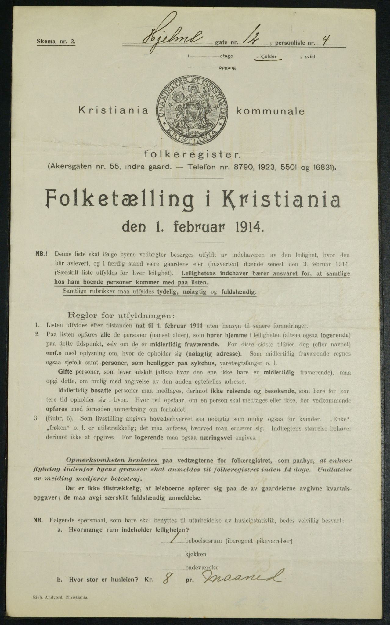 OBA, Municipal Census 1914 for Kristiania, 1914, p. 40292