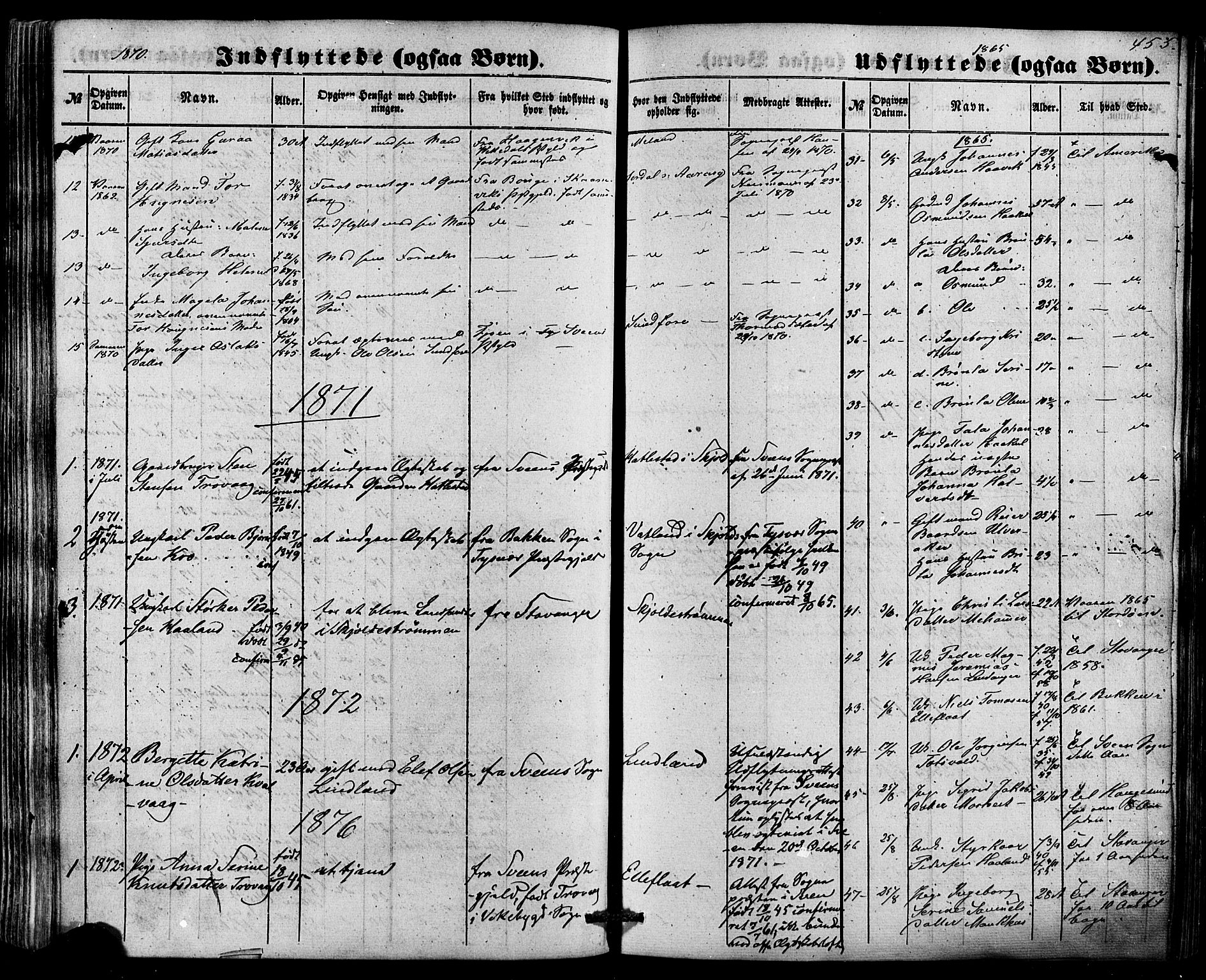 Skjold sokneprestkontor, AV/SAST-A-101847/H/Ha/Haa/L0008: Parish register (official) no. A 8, 1856-1882, p. 455