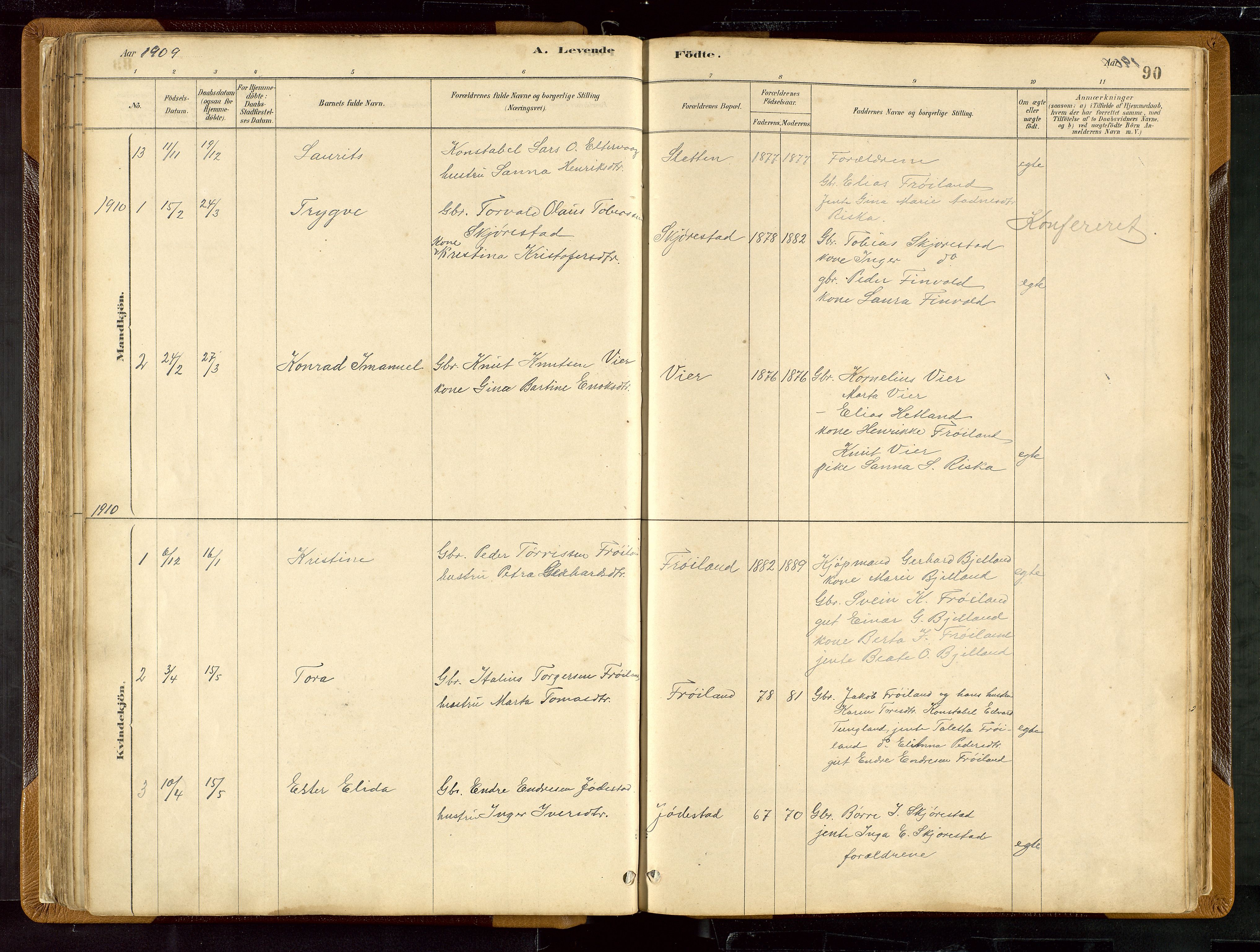 Hetland sokneprestkontor, SAST/A-101826/30/30BB/L0007: Parish register (copy) no. B 7, 1878-1910, p. 90