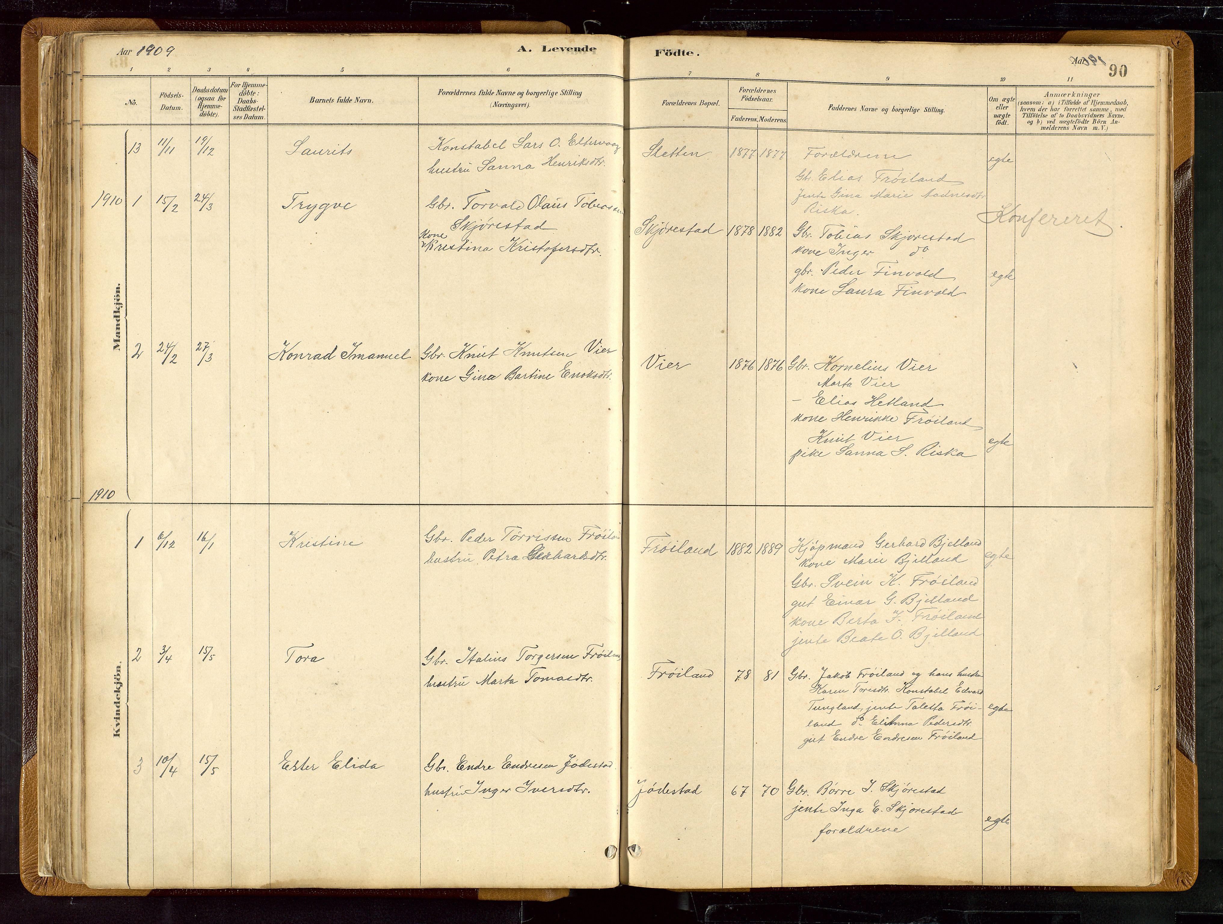 Hetland sokneprestkontor, AV/SAST-A-101826/30/30BB/L0007: Parish register (copy) no. B 7, 1878-1910, p. 90