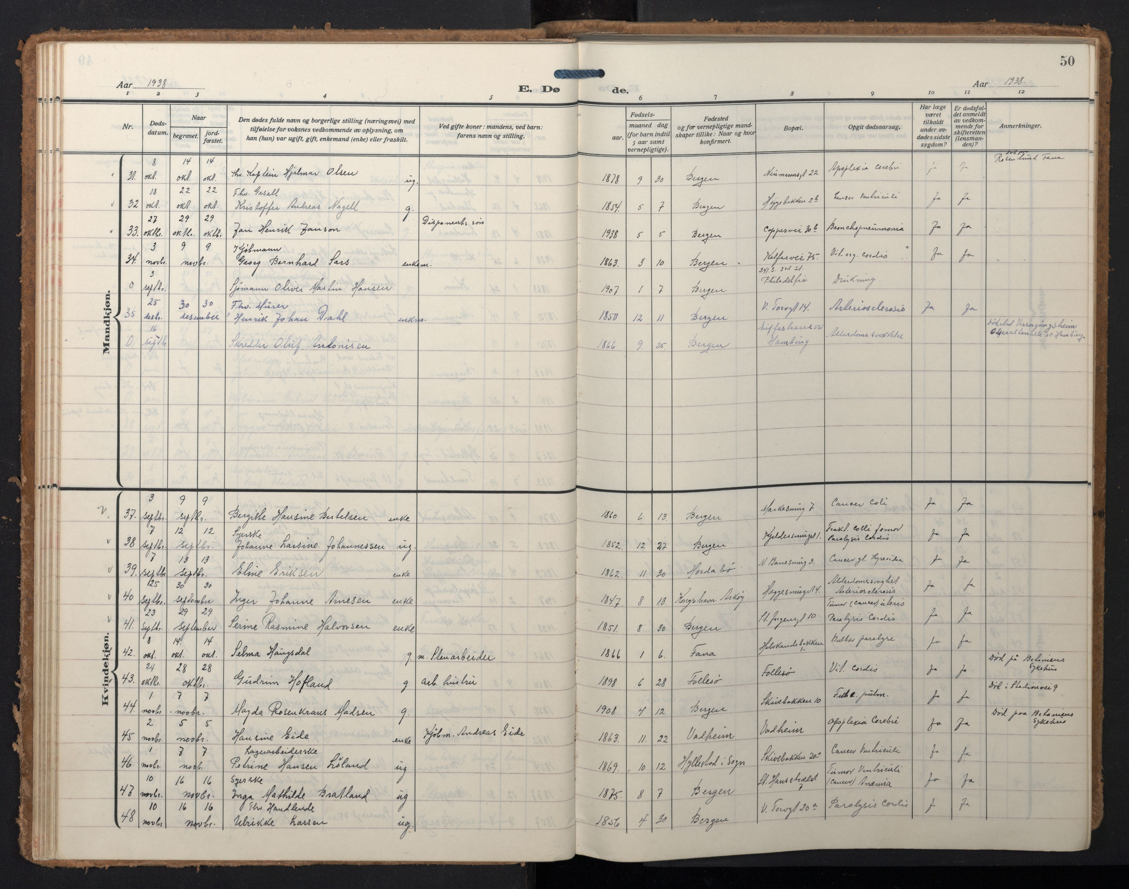 Domkirken sokneprestembete, SAB/A-74801/H/Hab/L0043: Parish register (copy) no. E 7, 1929-1965, p. 49b-50a