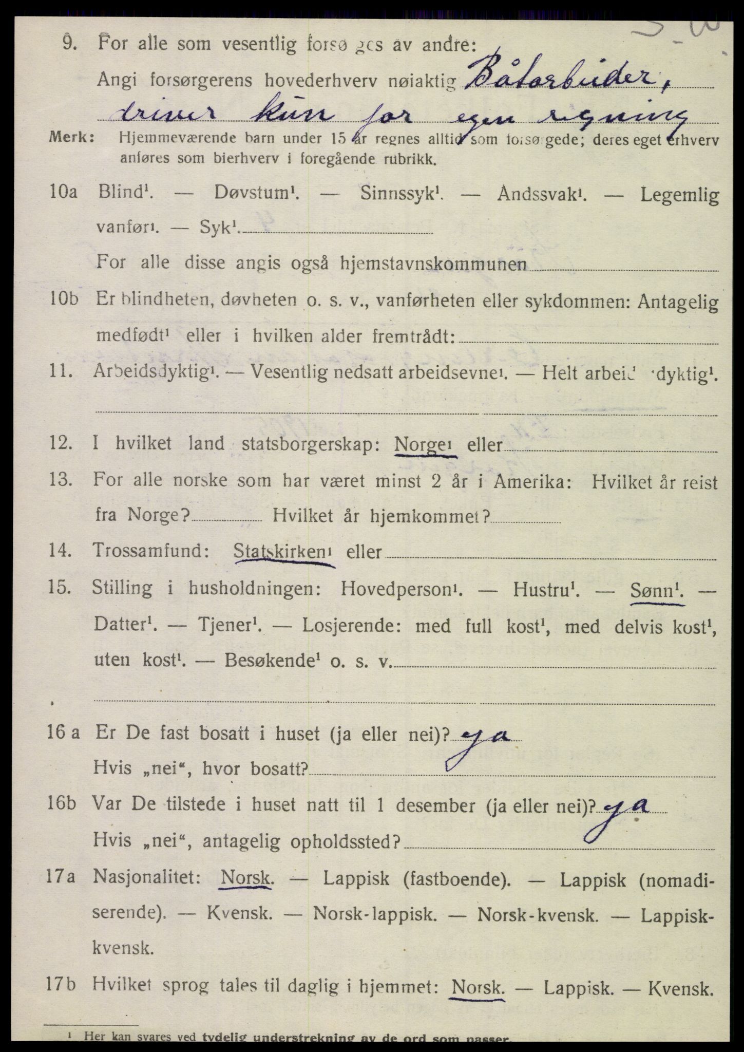 SAT, 1920 census for Korgen, 1920, p. 2395