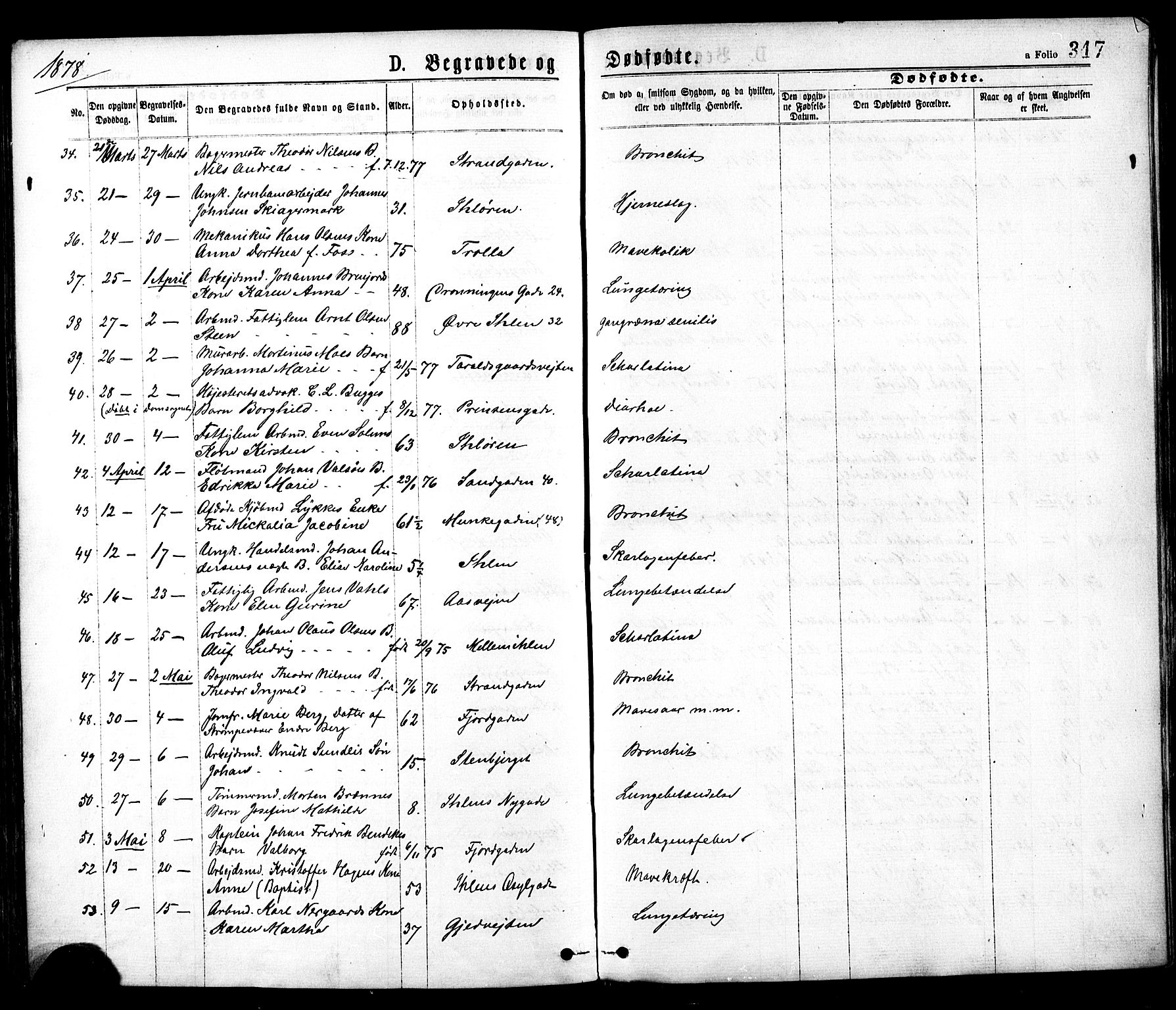 Ministerialprotokoller, klokkerbøker og fødselsregistre - Sør-Trøndelag, AV/SAT-A-1456/602/L0118: Parish register (official) no. 602A16, 1873-1879, p. 317