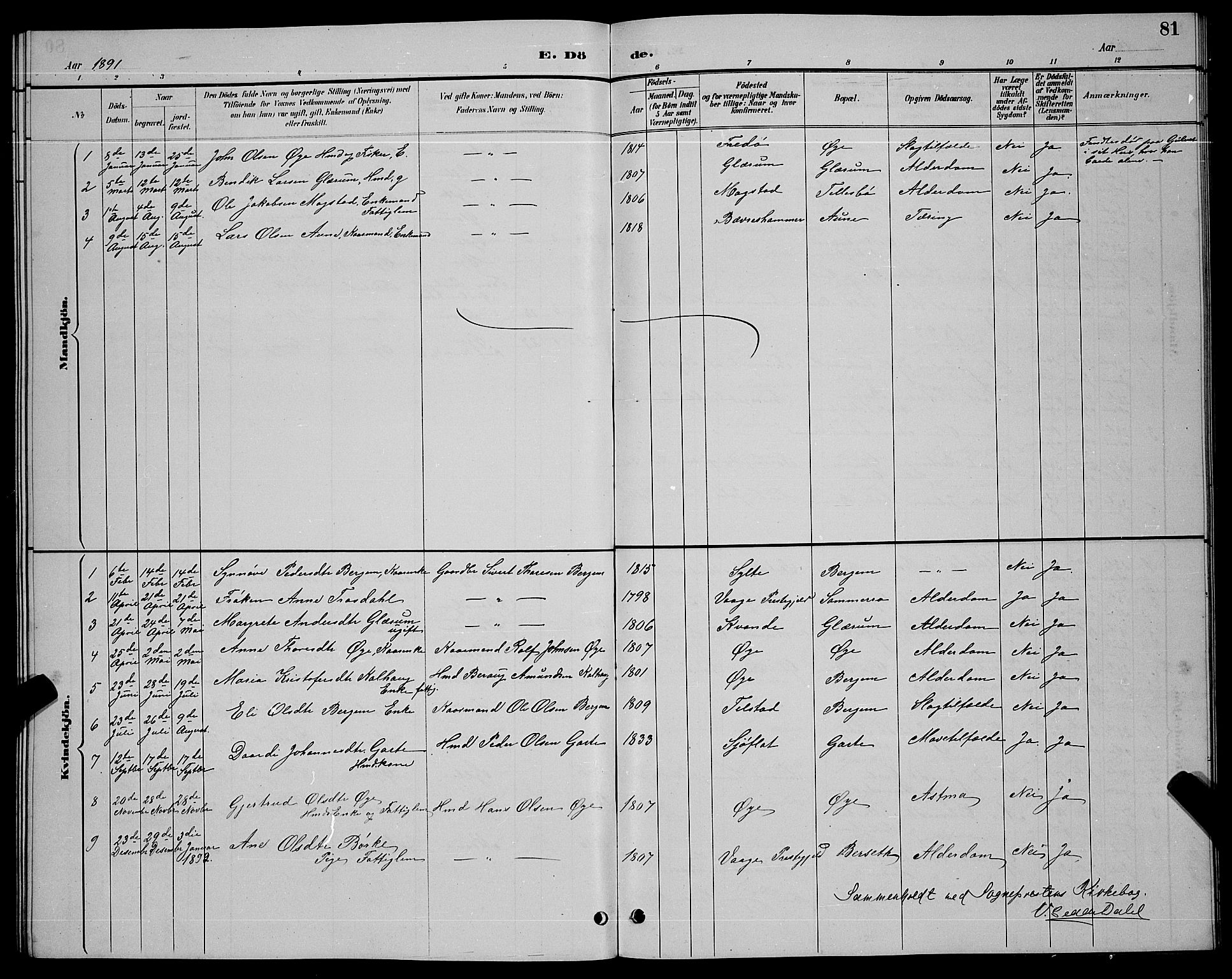 Ministerialprotokoller, klokkerbøker og fødselsregistre - Møre og Romsdal, SAT/A-1454/595/L1052: Parish register (copy) no. 595C04, 1885-1900, p. 81