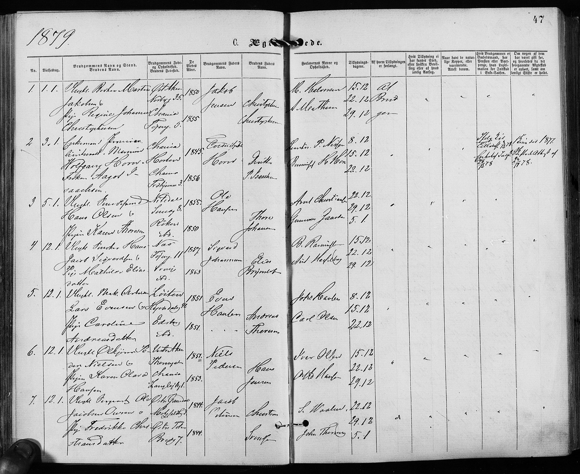 Grønland prestekontor Kirkebøker, AV/SAO-A-10848/F/Fa/L0006: Parish register (official) no. 6, 1877-1886, p. 47