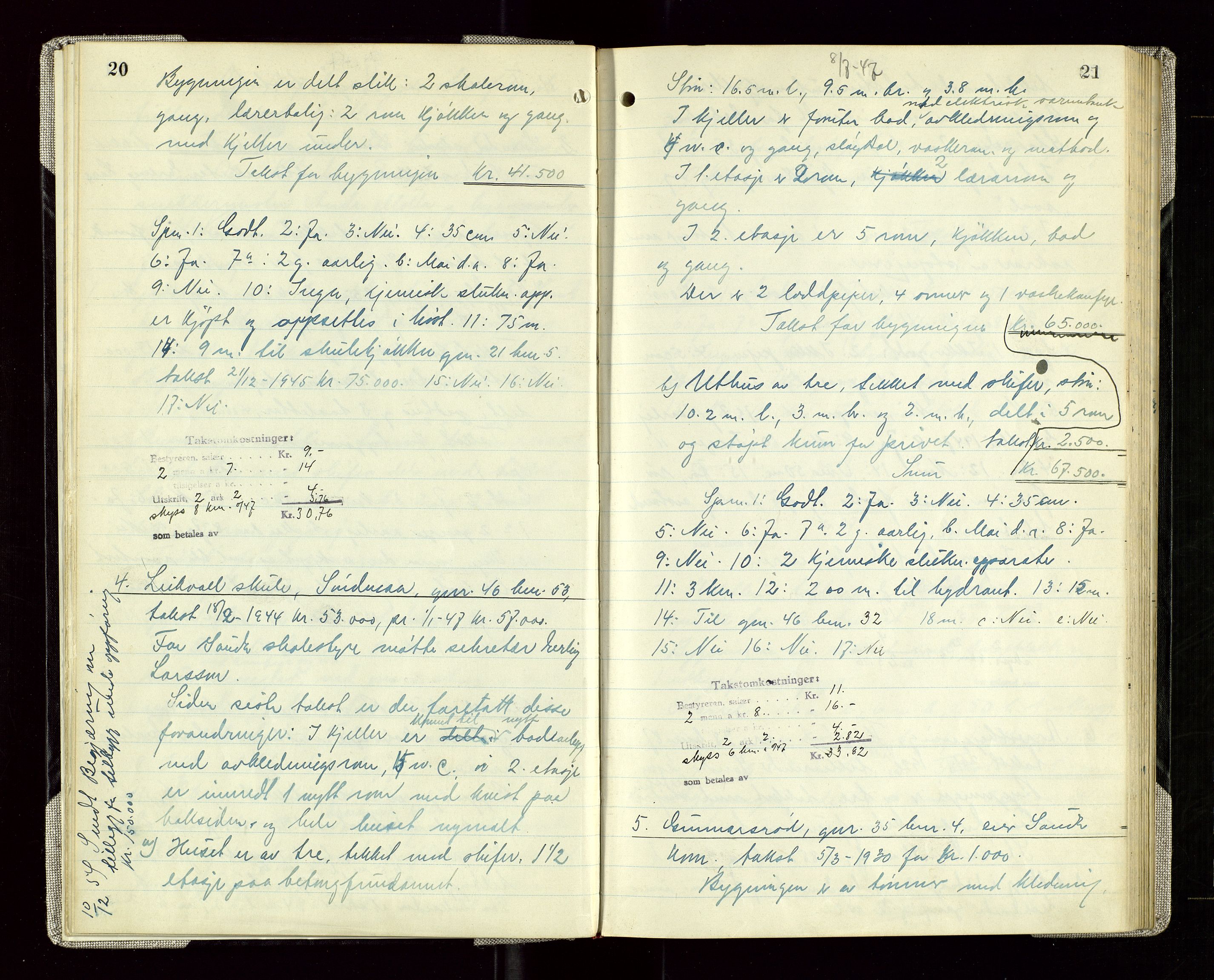 Sauda lensmannskontor, AV/SAST-A-100177/Goa/L0005: "Branntakstprotokoll for Sauda lensmannsdistrikt", 1946-1955, p. 20-21