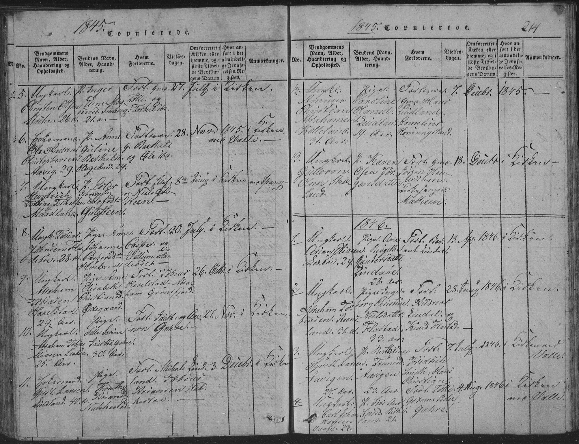 Sør-Audnedal sokneprestkontor, SAK/1111-0039/F/Fb/Fba/L0001: Parish register (copy) no. B 1, 1815-1850, p. 214