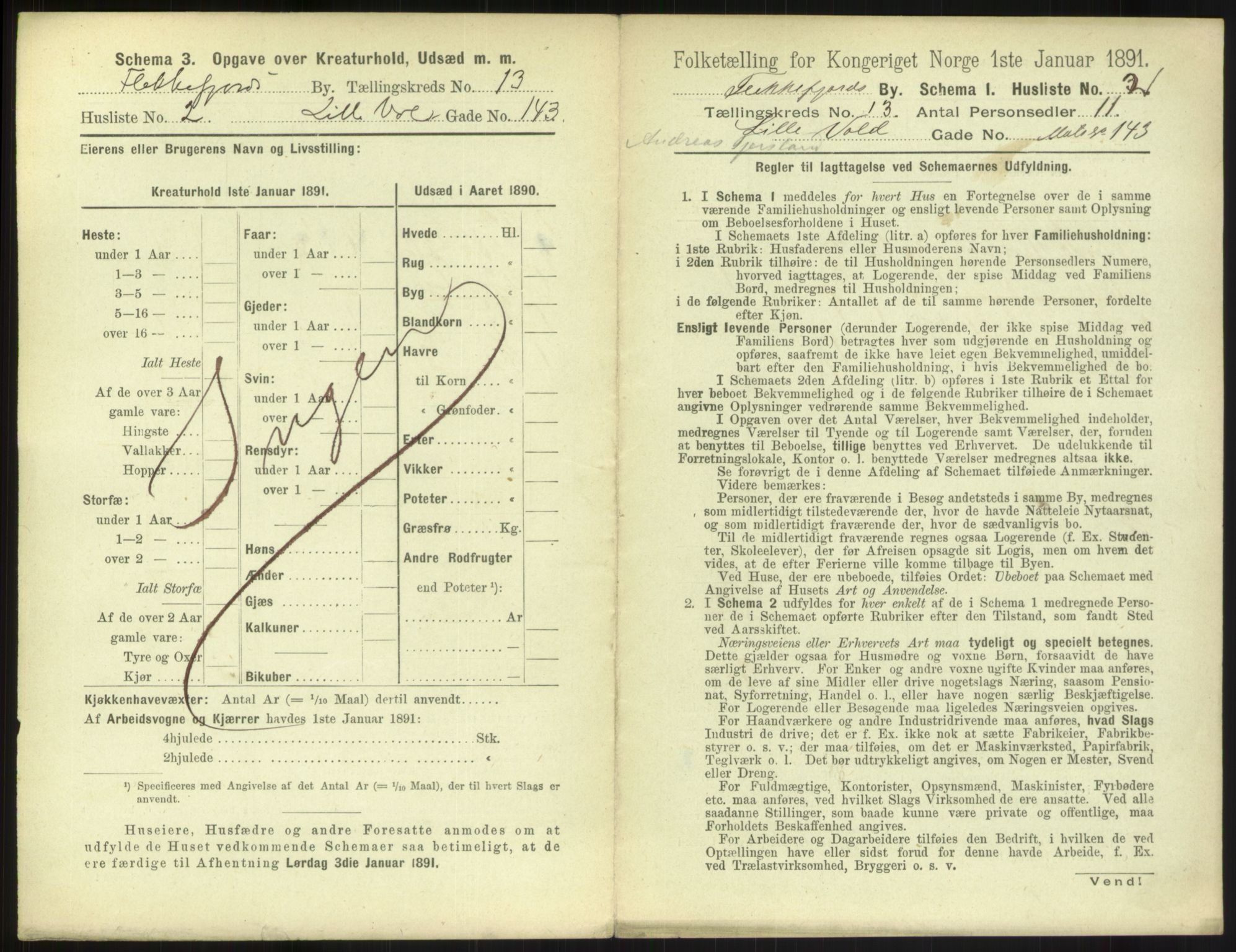 RA, 1891 census for 1004 Flekkefjord, 1891, p. 454