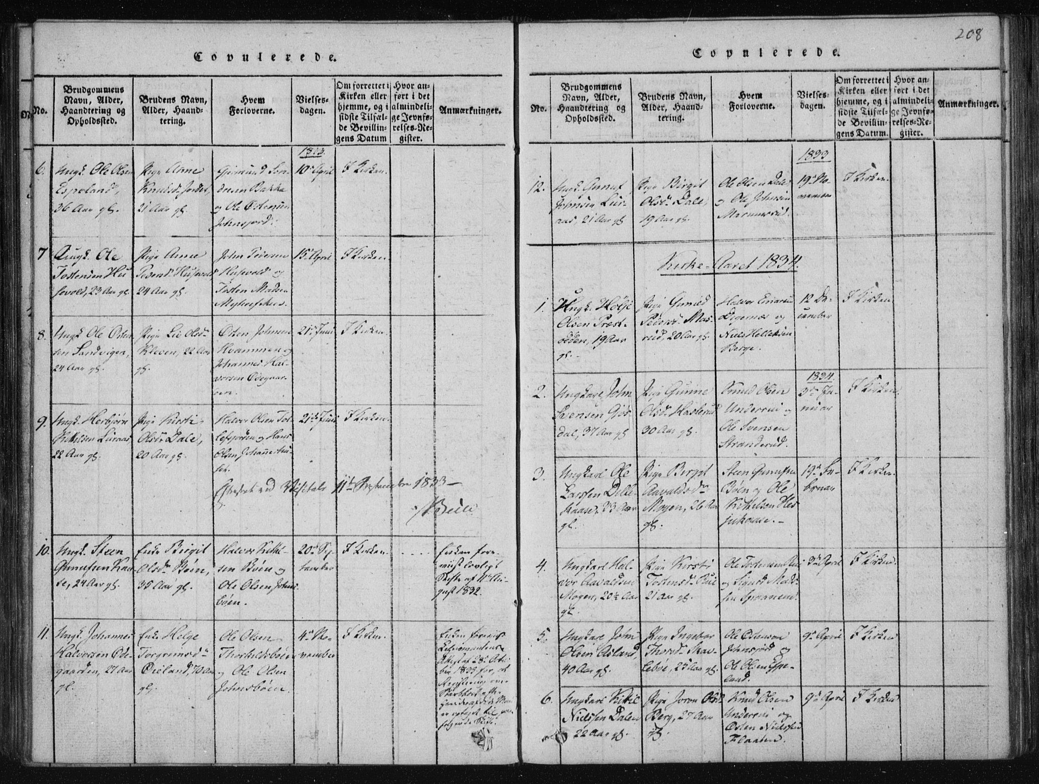 Tinn kirkebøker, AV/SAKO-A-308/F/Fa/L0004: Parish register (official) no. I 4, 1815-1843, p. 207b-208a