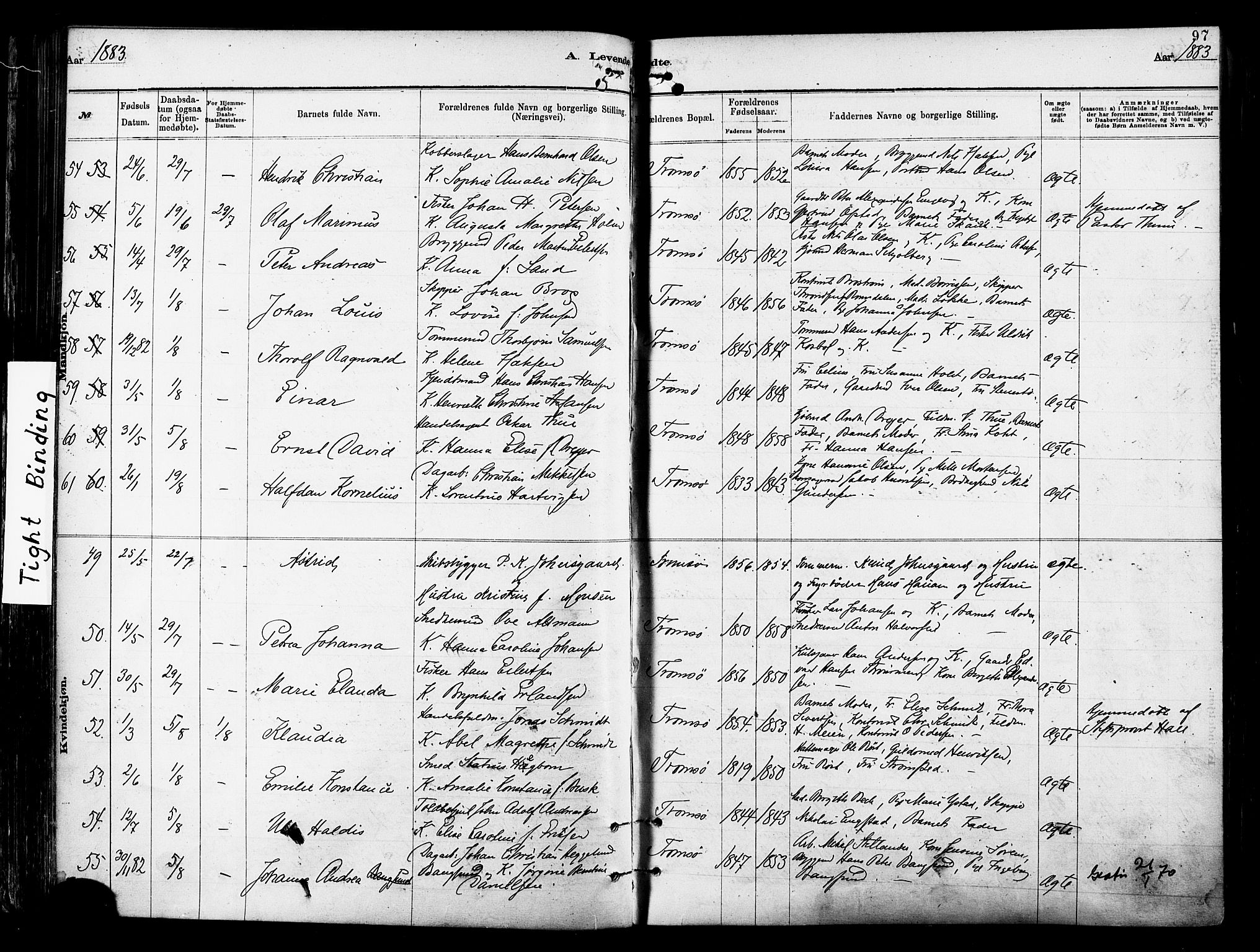 Tromsø sokneprestkontor/stiftsprosti/domprosti, SATØ/S-1343/G/Ga/L0014kirke: Parish register (official) no. 14, 1878-1888, p. 97