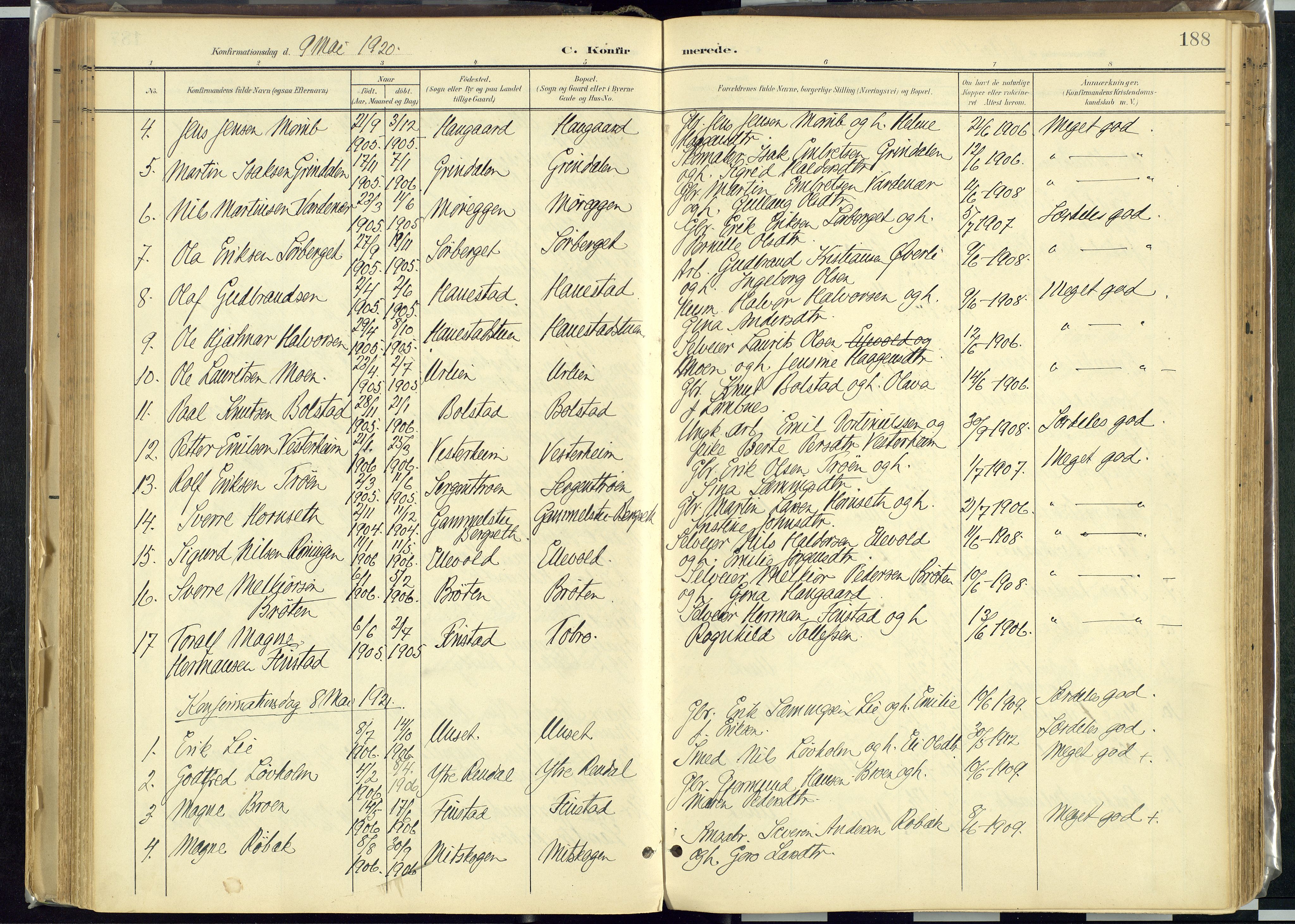 Rendalen prestekontor, AV/SAH-PREST-054/H/Ha/Haa/L0012: Parish register (official) no. 12, 1901-1928, p. 188