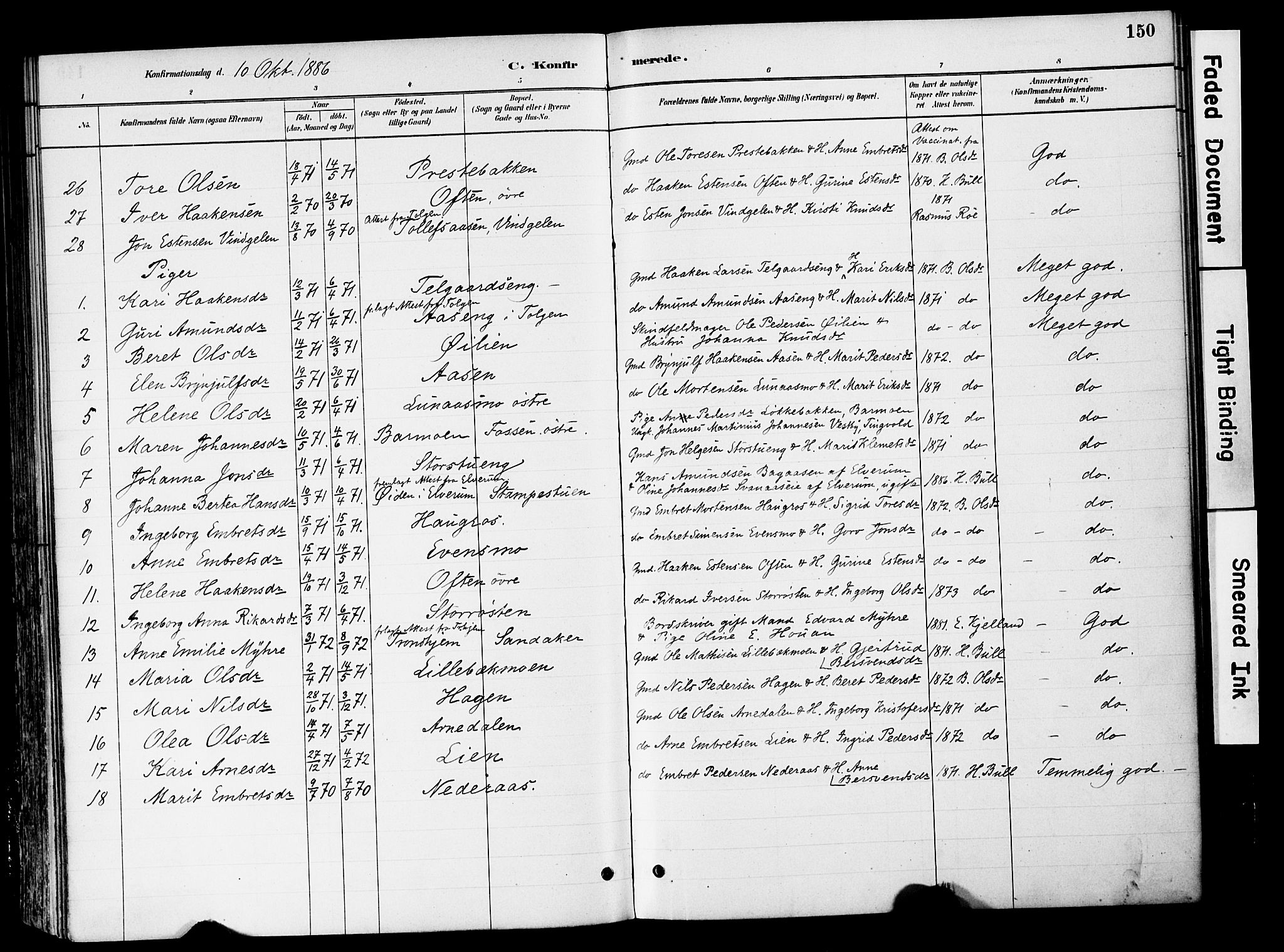 Tynset prestekontor, SAH/PREST-058/H/Ha/Haa/L0022: Parish register (official) no. 22, 1880-1899, p. 150