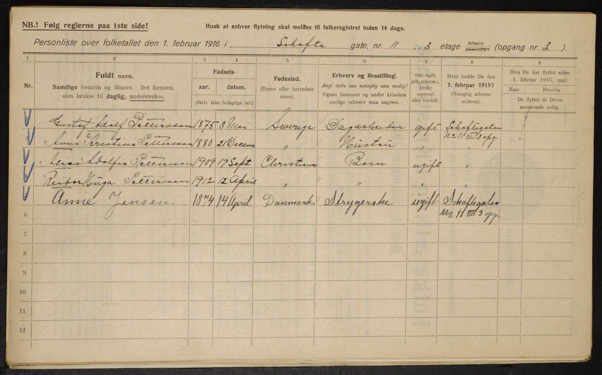 OBA, Municipal Census 1916 for Kristiania, 1916, p. 91587