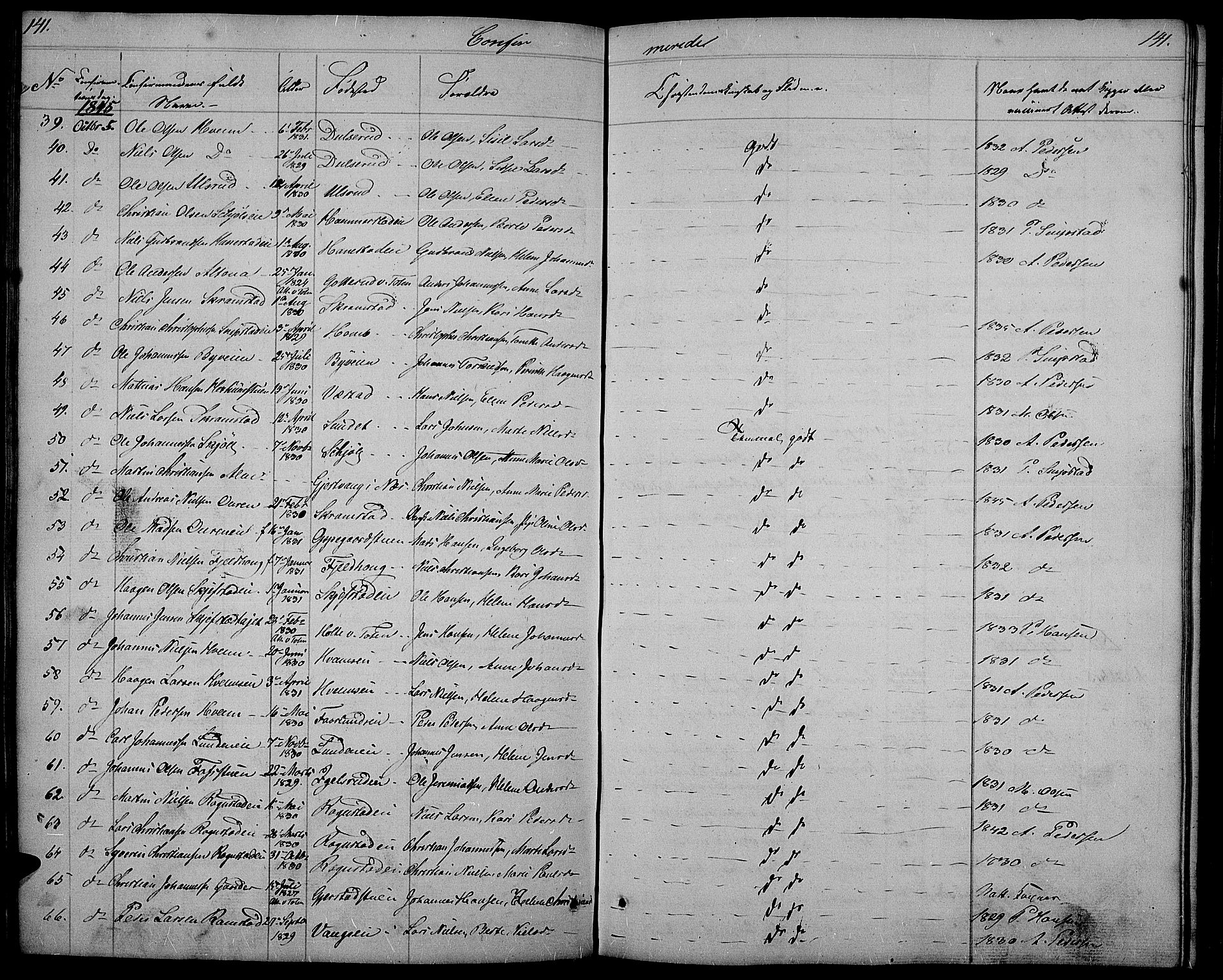 Østre Toten prestekontor, SAH/PREST-104/H/Ha/Hab/L0002: Parish register (copy) no. 2, 1840-1847, p. 141