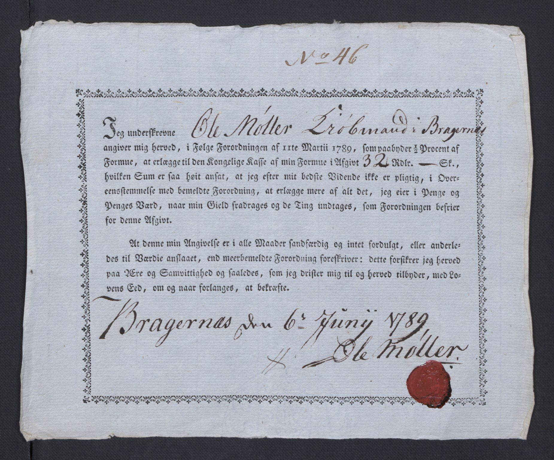 Rentekammeret inntil 1814, Reviderte regnskaper, Mindre regnskaper, AV/RA-EA-4068/Rf/Rfe/L0004: Bragernes. Buskerud fogderi, 1789, p. 122