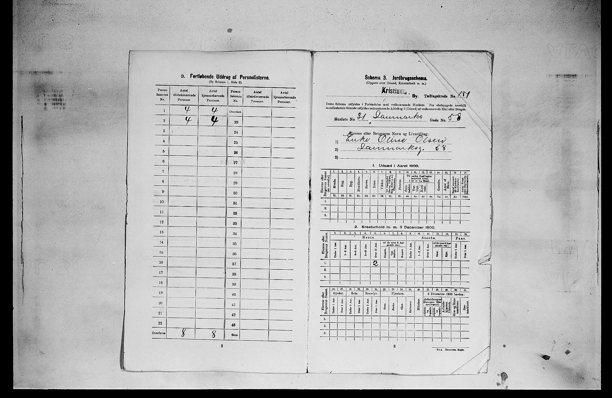 SAO, 1900 census for Kristiania, 1900, p. 15381