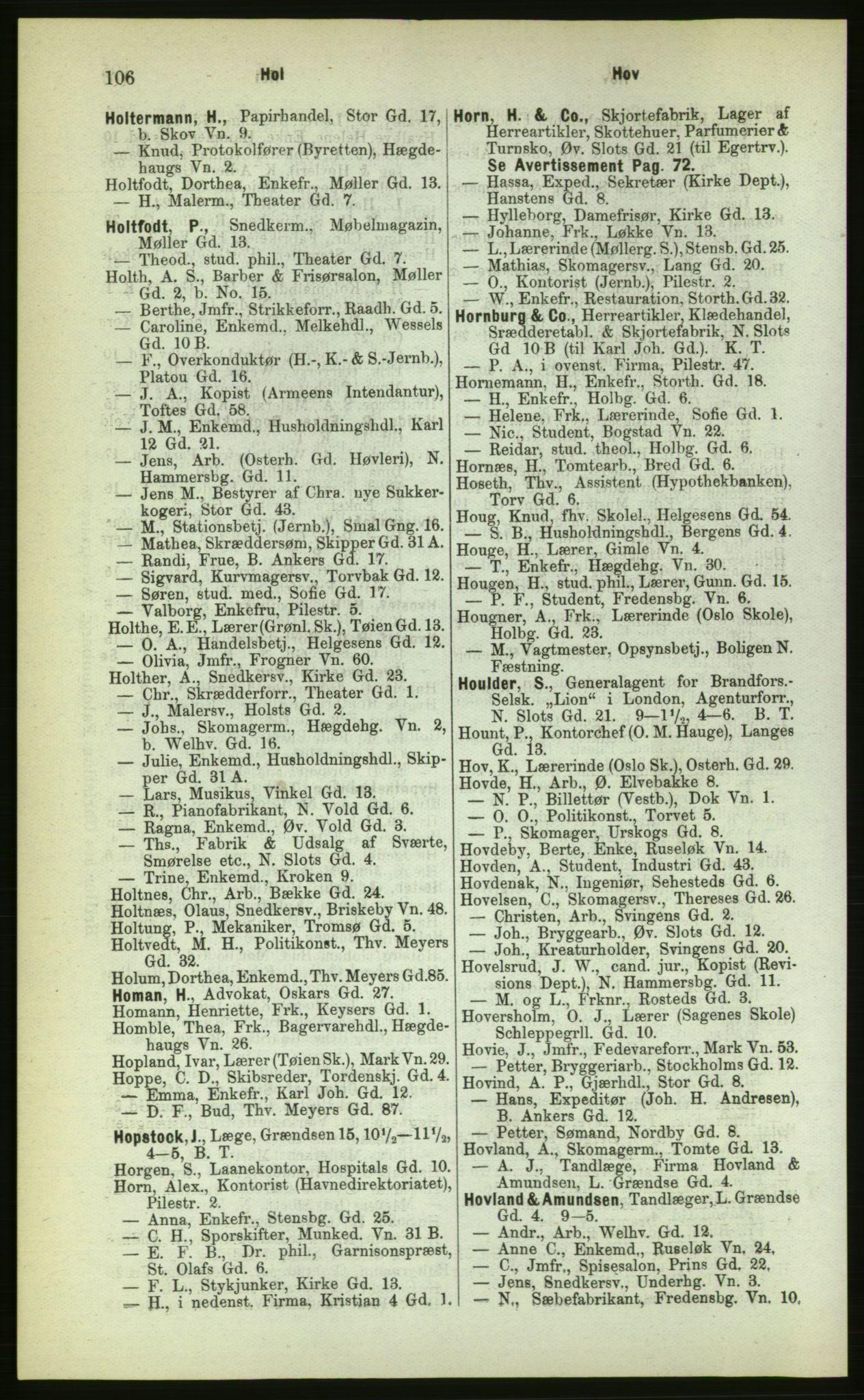 Kristiania/Oslo adressebok, PUBL/-, 1883, p. 106