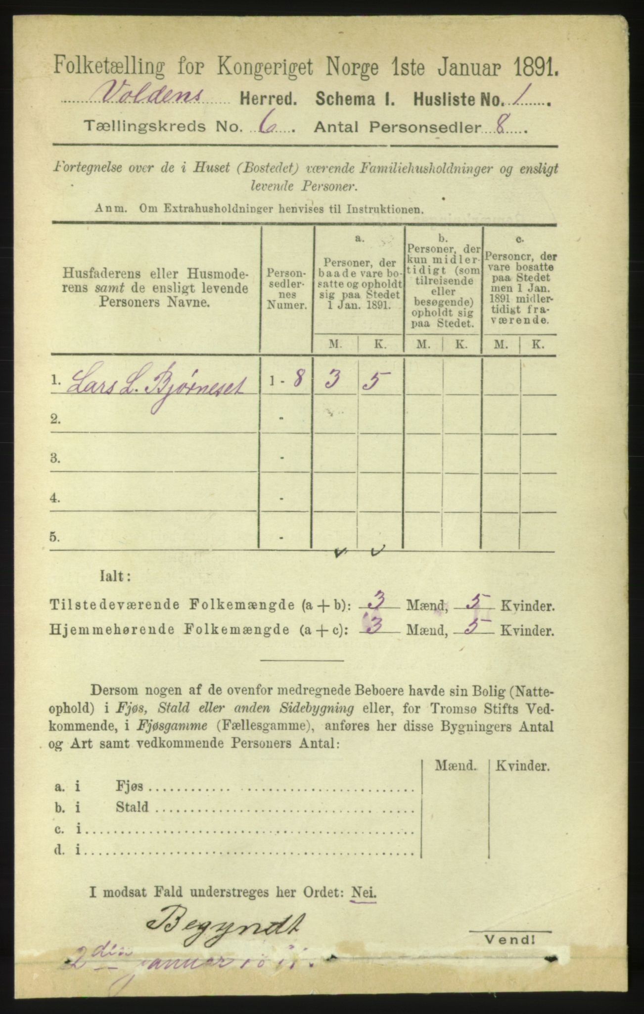 RA, 1891 census for 1519 Volda, 1891, p. 2792