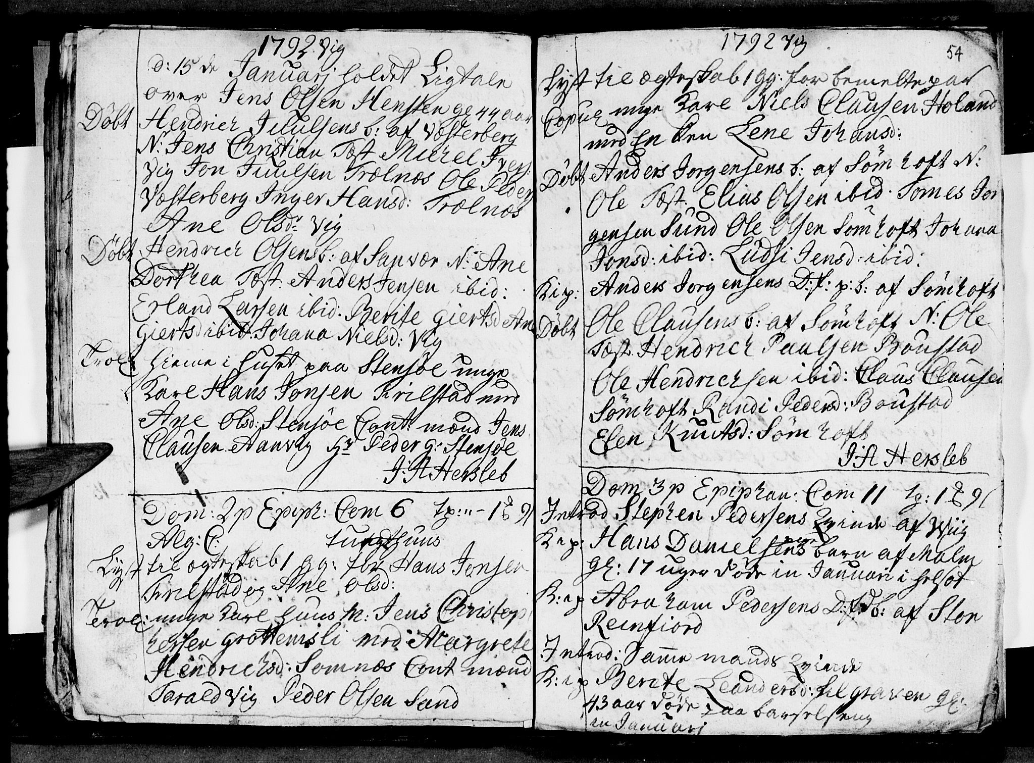 Ministerialprotokoller, klokkerbøker og fødselsregistre - Nordland, SAT/A-1459/812/L0183: Parish register (copy) no. 812C01, 1787-1793, p. 54