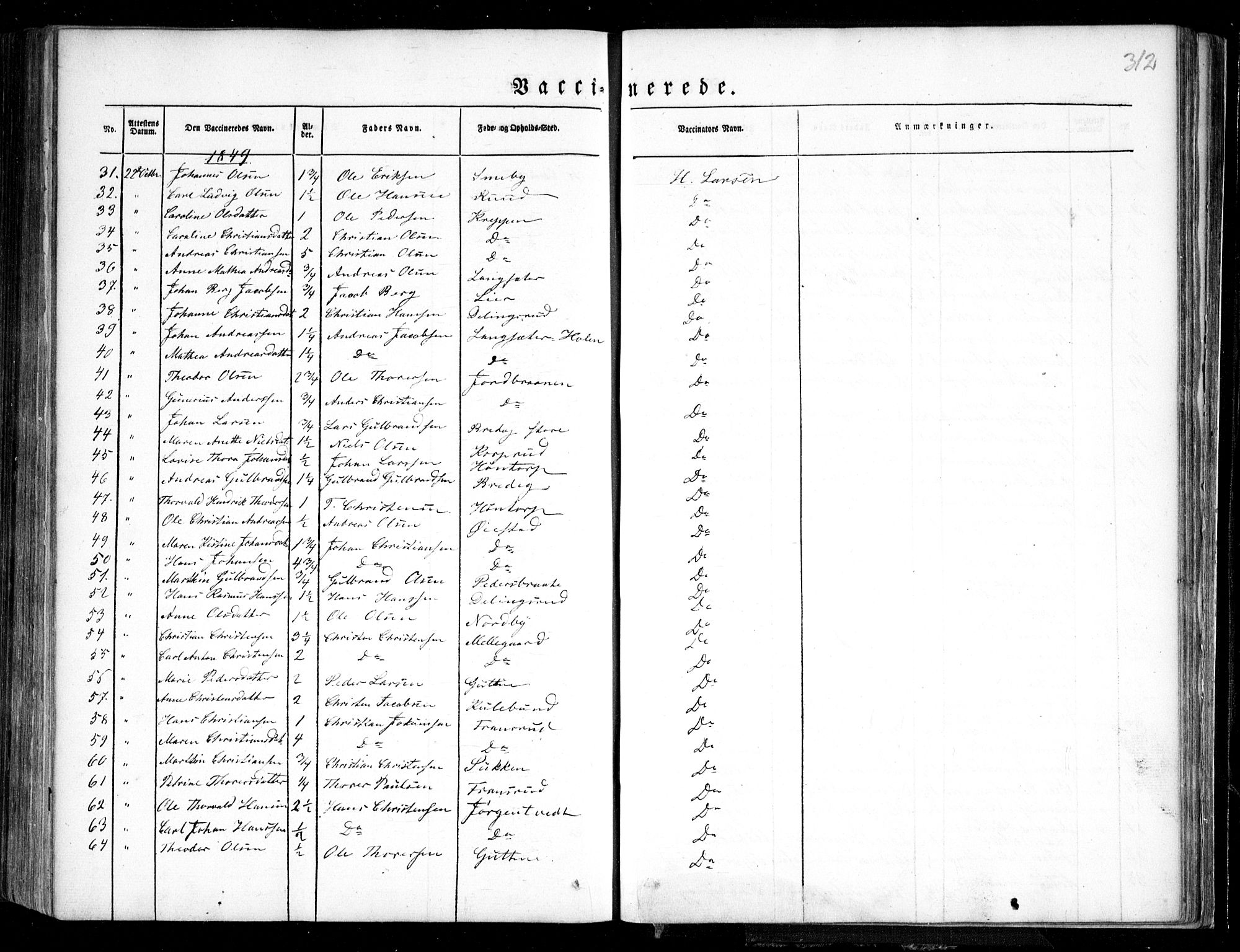 Trøgstad prestekontor Kirkebøker, AV/SAO-A-10925/F/Fa/L0007: Parish register (official) no. I 7, 1845-1854, p. 312