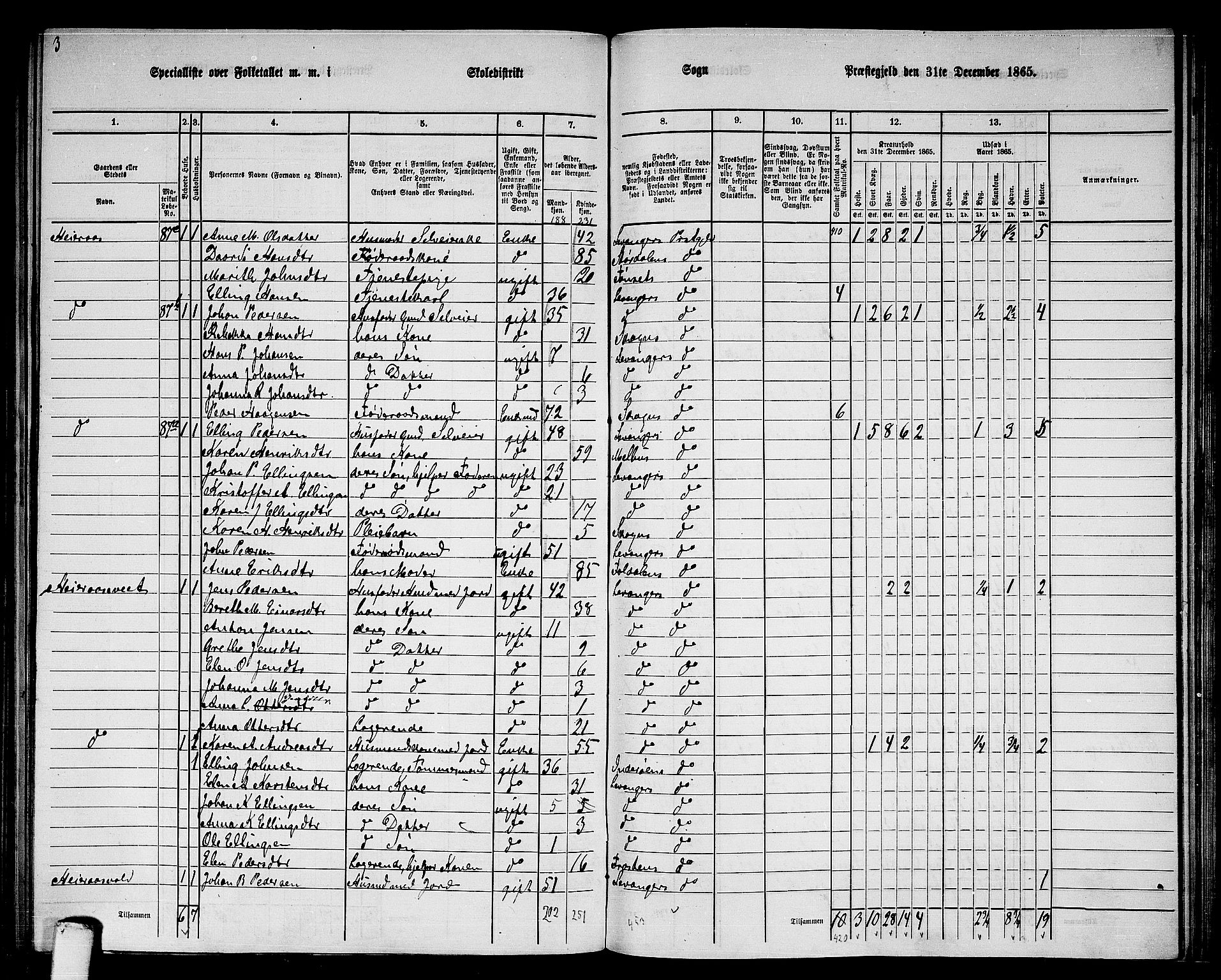 RA, 1865 census for Levanger/Levanger, 1865, p. 42