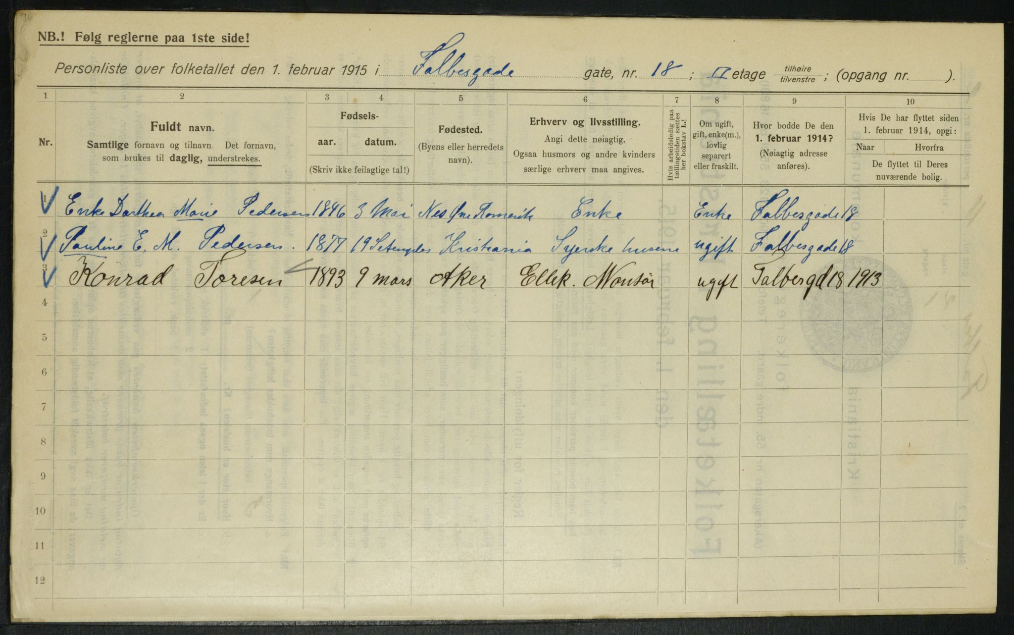 OBA, Municipal Census 1915 for Kristiania, 1915, p. 22811