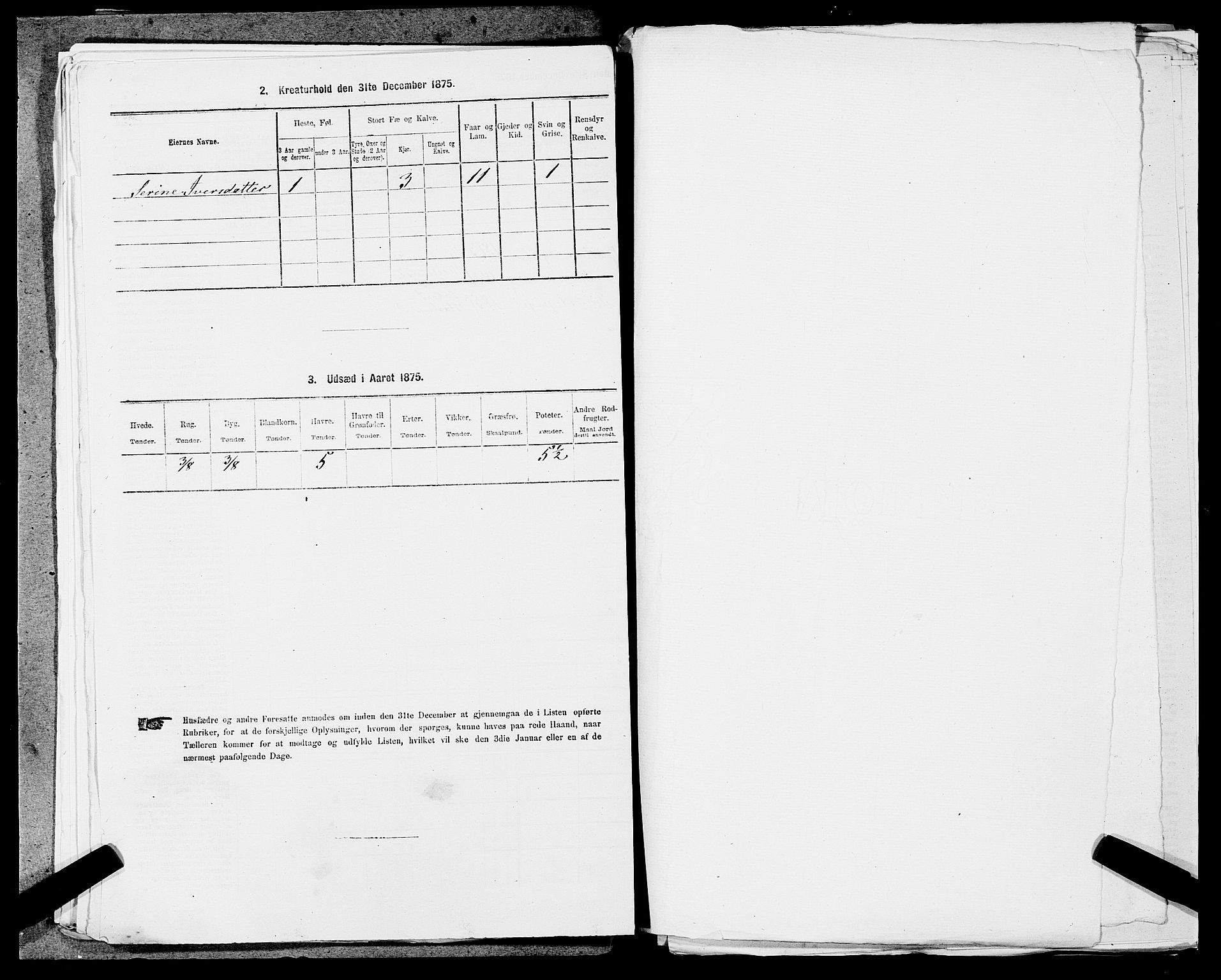 SAST, 1875 census for 1124P Håland, 1875, p. 724