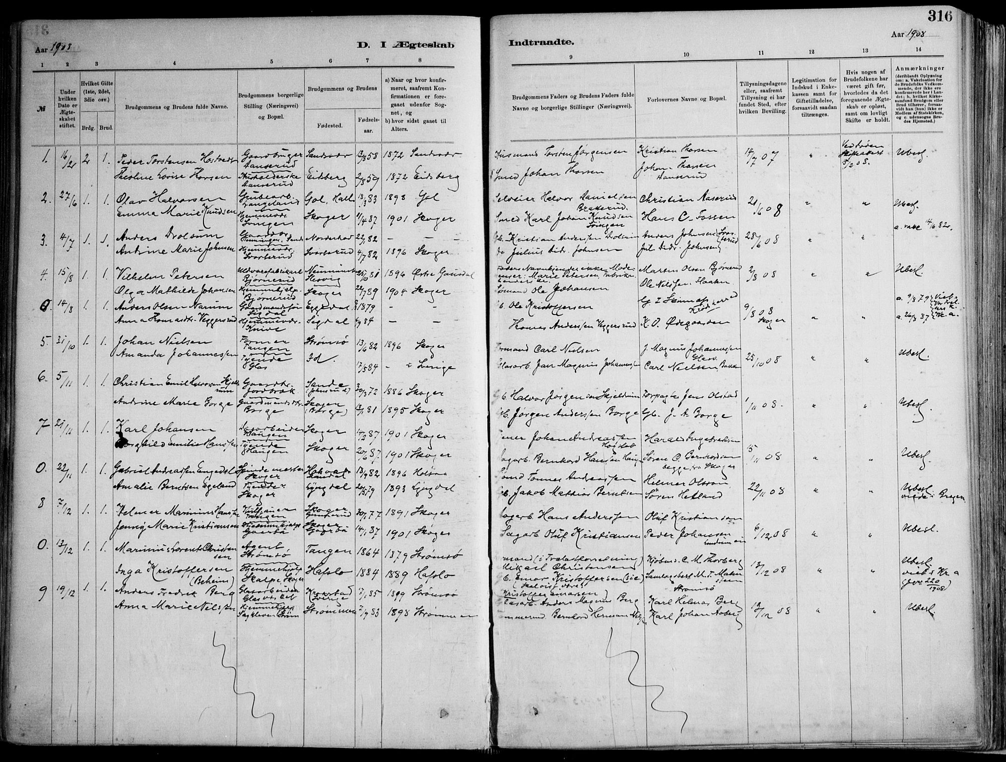 Skoger kirkebøker, AV/SAKO-A-59/F/Fa/L0006: Parish register (official) no. I 6, 1885-1910, p. 316