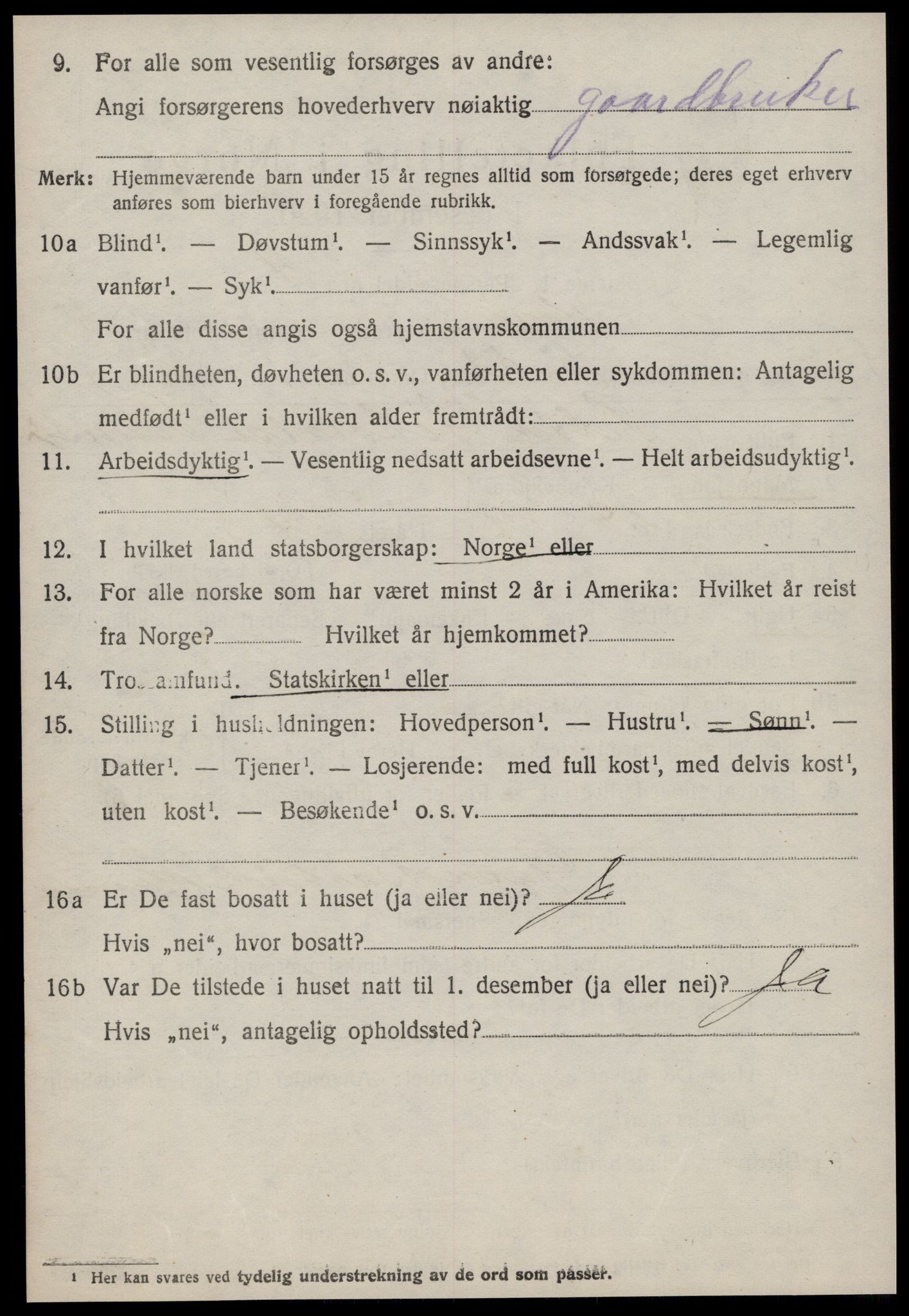 SAT, 1920 census for Hopen, 1920, p. 2963