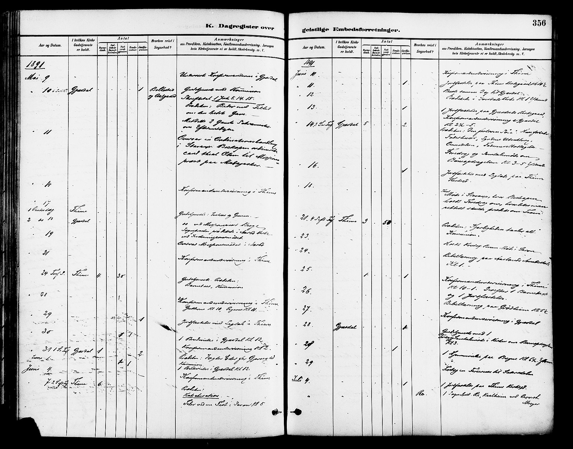 Lye sokneprestkontor, AV/SAST-A-101794/001/30BA/L0009: Parish register (official) no. A 8, 1881-1892, p. 356