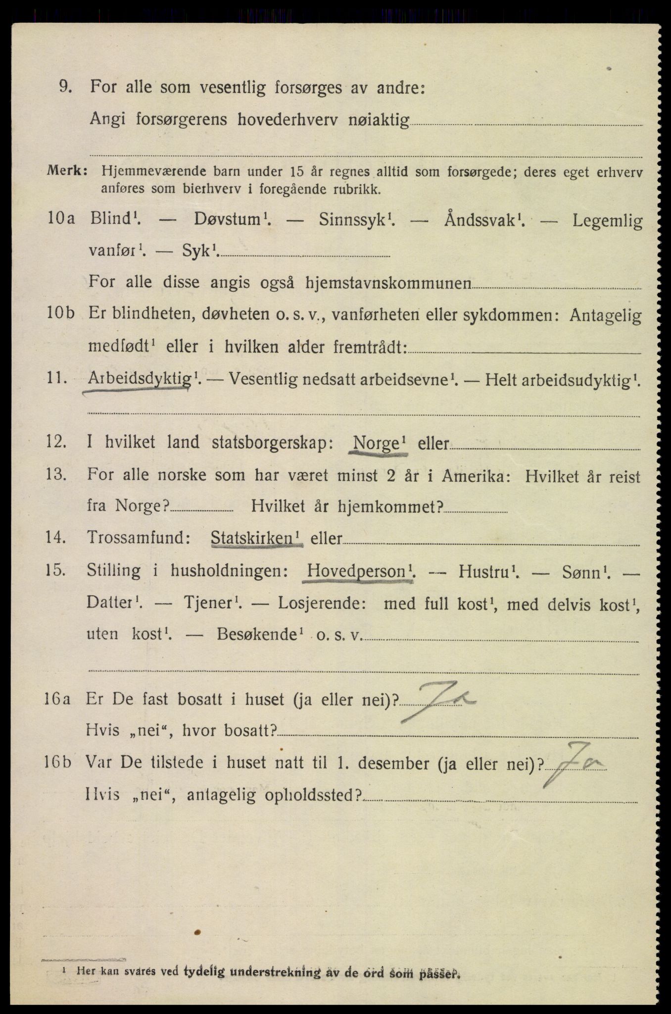 SAK, 1920 census for Oddernes, 1920, p. 5362