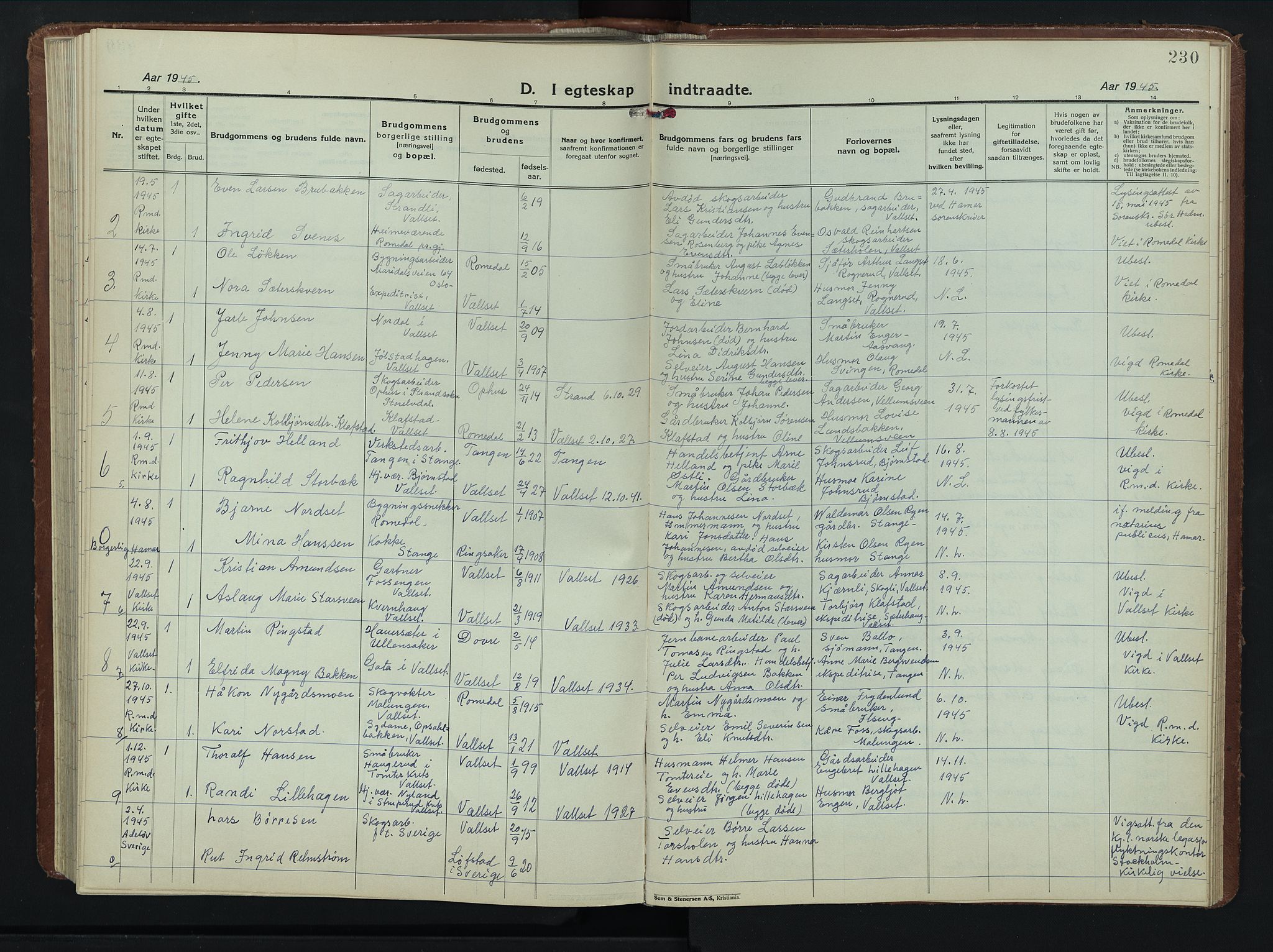 Romedal prestekontor, AV/SAH-PREST-004/L/L0015: Parish register (copy) no. 15, 1923-1949, p. 230