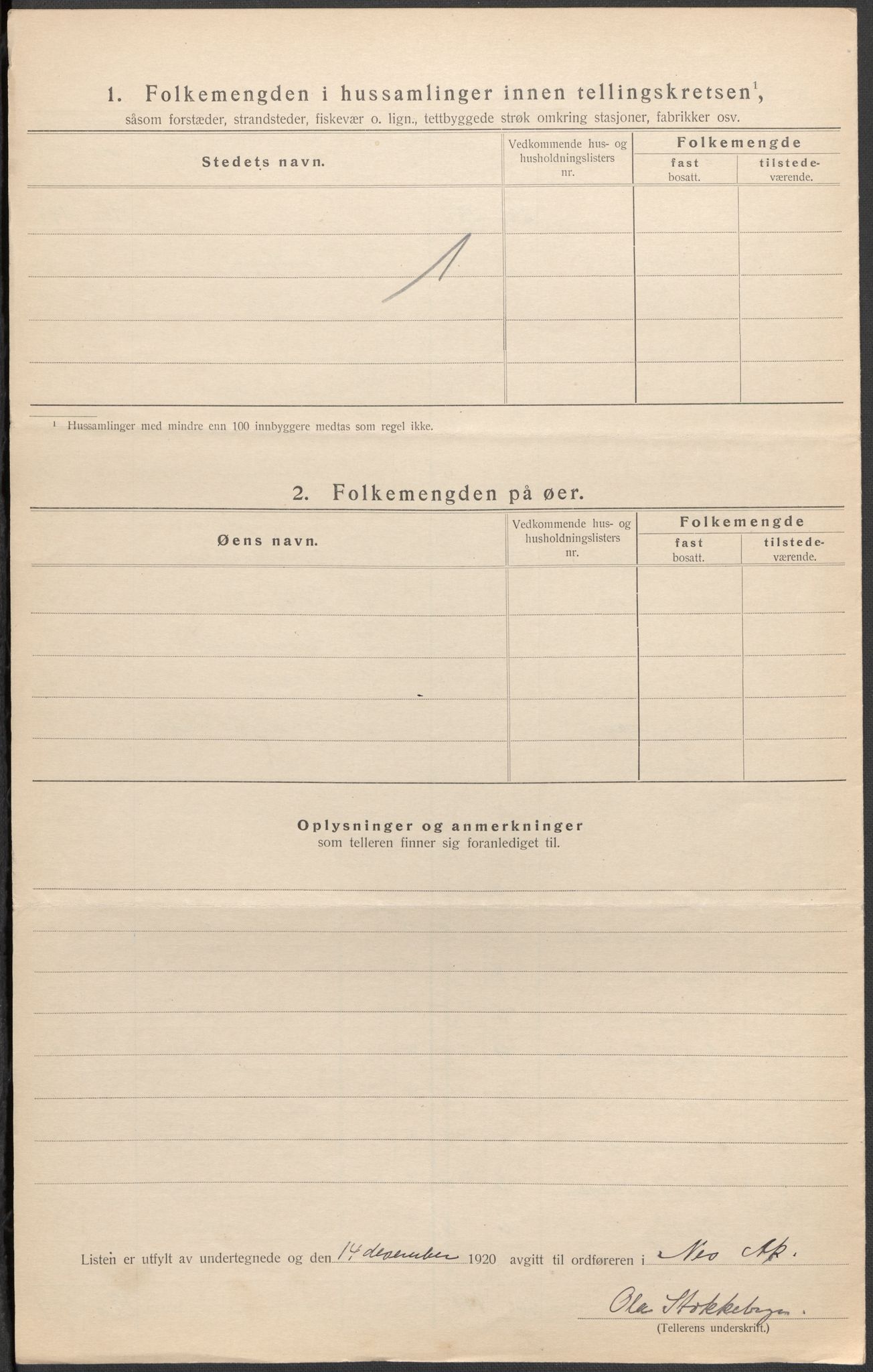 SAO, 1920 census for Nes, 1920, p. 33