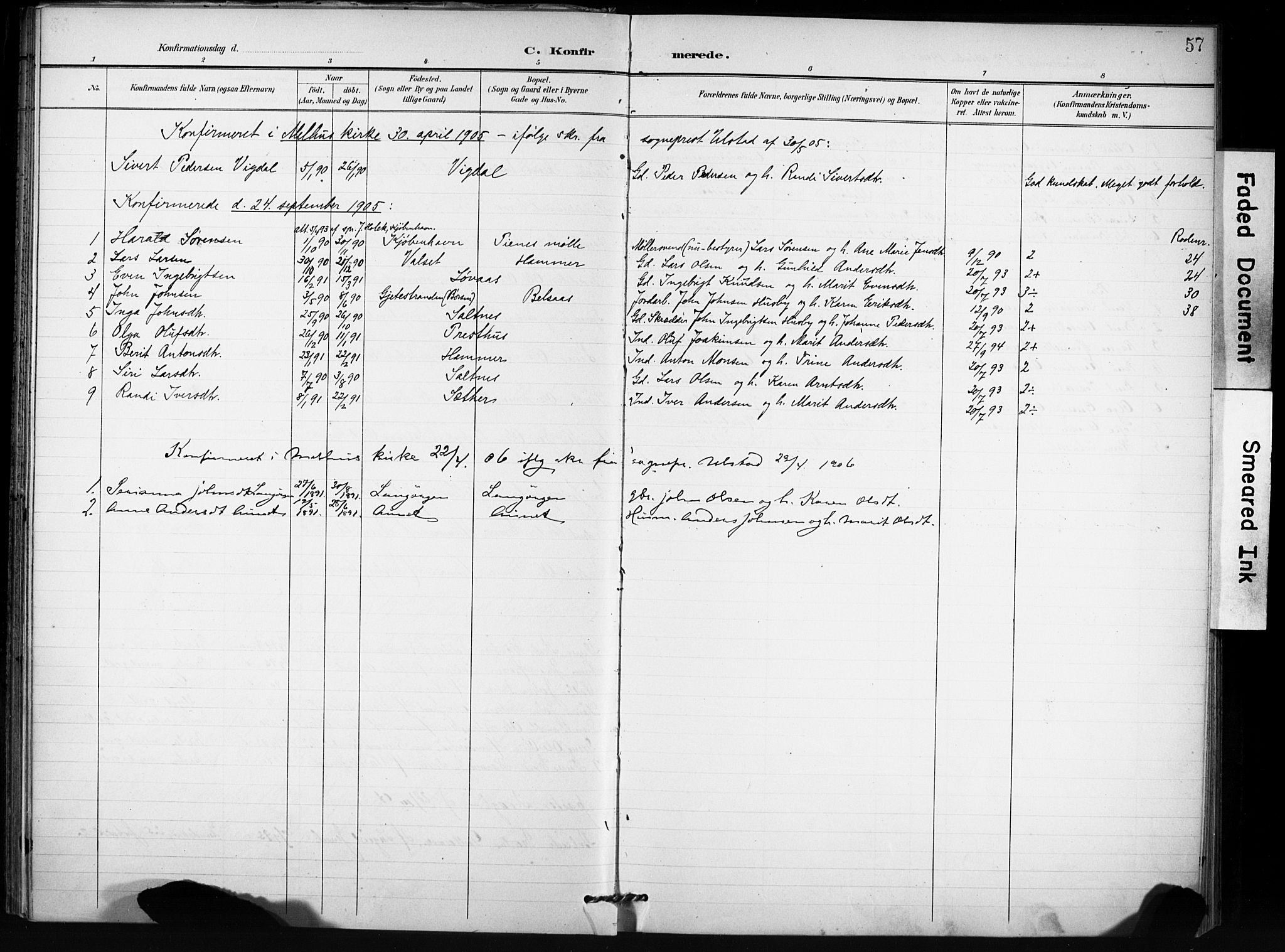 Ministerialprotokoller, klokkerbøker og fødselsregistre - Sør-Trøndelag, AV/SAT-A-1456/666/L0787: Parish register (official) no. 666A05, 1895-1908, p. 57