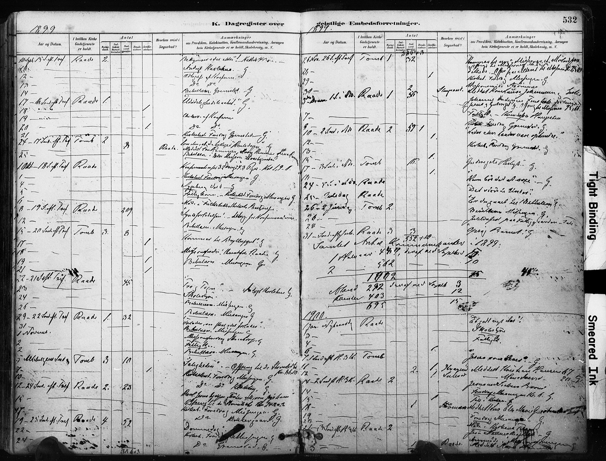 Råde prestekontor kirkebøker, AV/SAO-A-2009/F/Fa/L0007: Parish register (official) no. 7, 1878-1902, p. 532