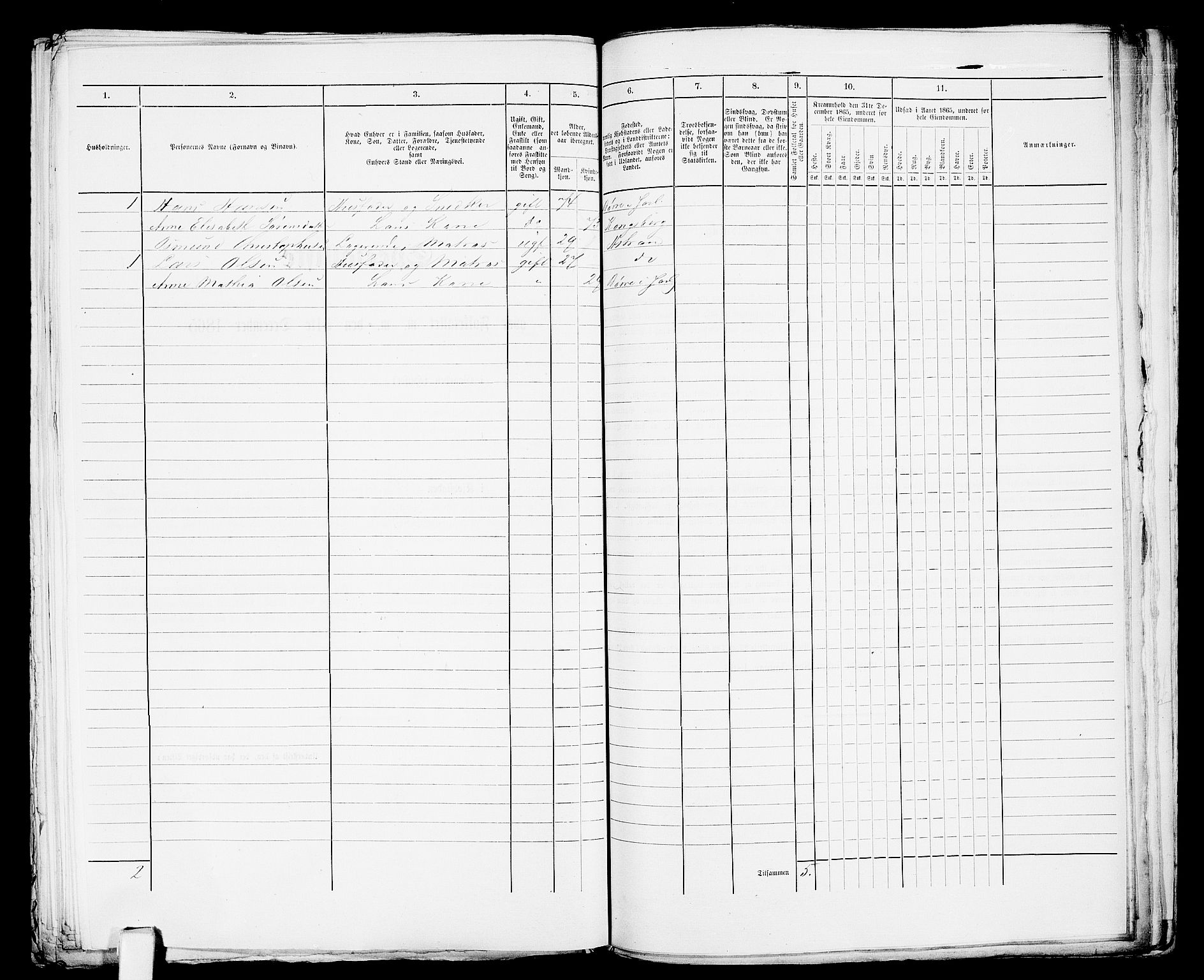 RA, 1865 census for Botne/Holmestrand, 1865, p. 372