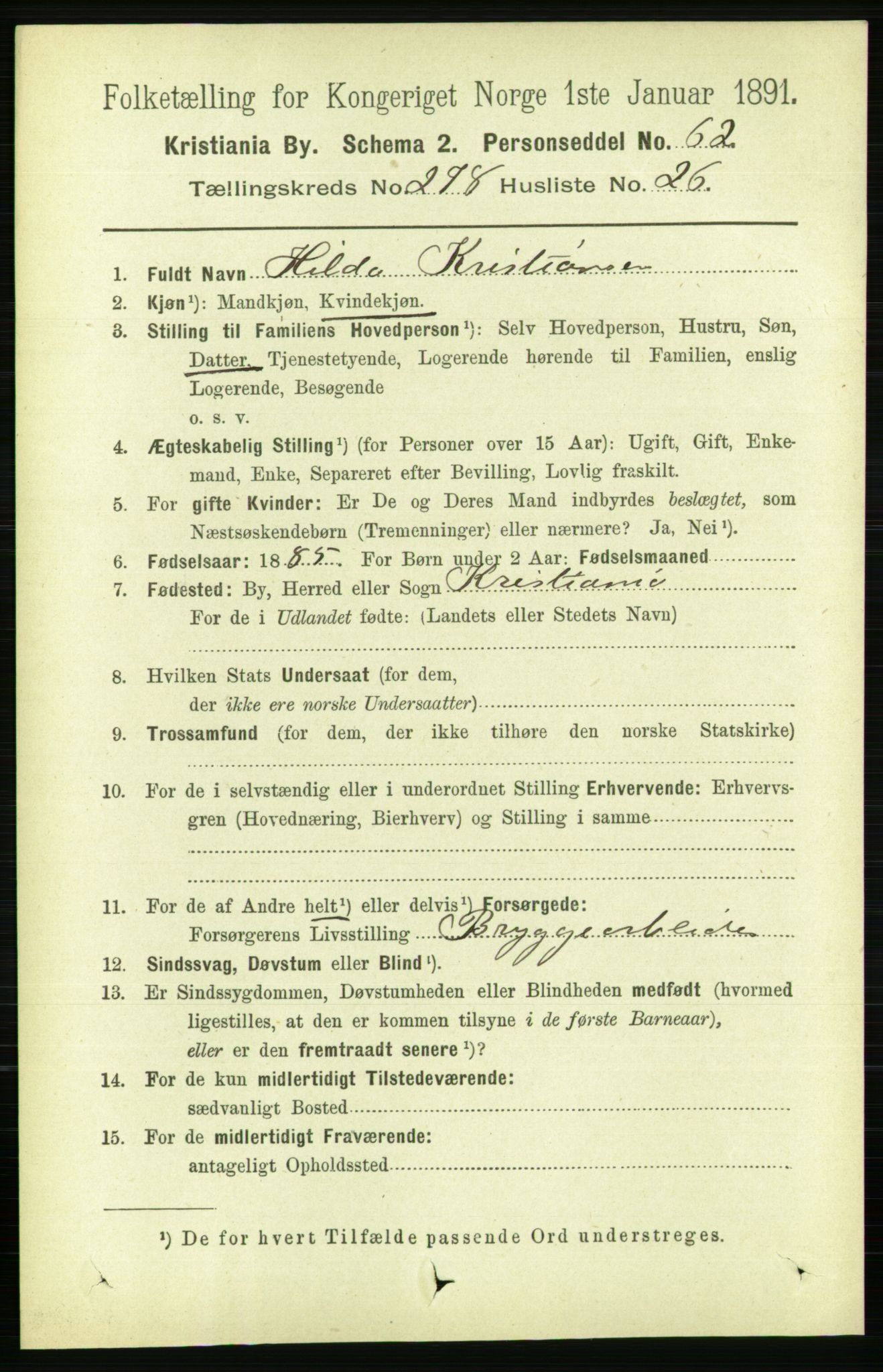 RA, 1891 census for 0301 Kristiania, 1891, p. 169316