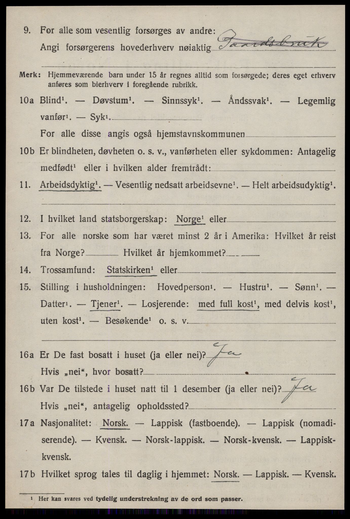 SAT, 1920 census for Røros, 1920, p. 9689