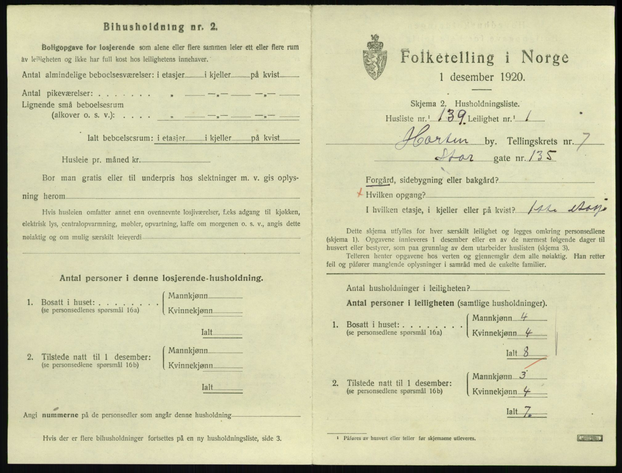 SAKO, 1920 census for Horten, 1920, p. 7493