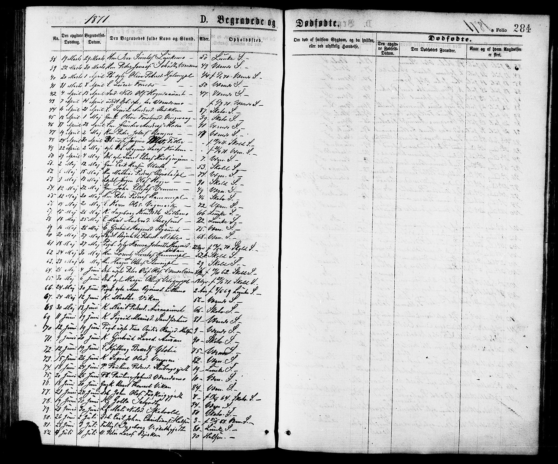 Ministerialprotokoller, klokkerbøker og fødselsregistre - Nord-Trøndelag, SAT/A-1458/709/L0076: Parish register (official) no. 709A16, 1871-1879, p. 284