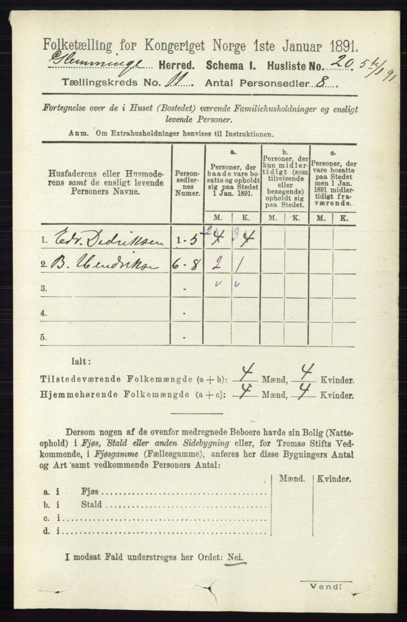 RA, 1891 census for 0132 Glemmen, 1891, p. 10551